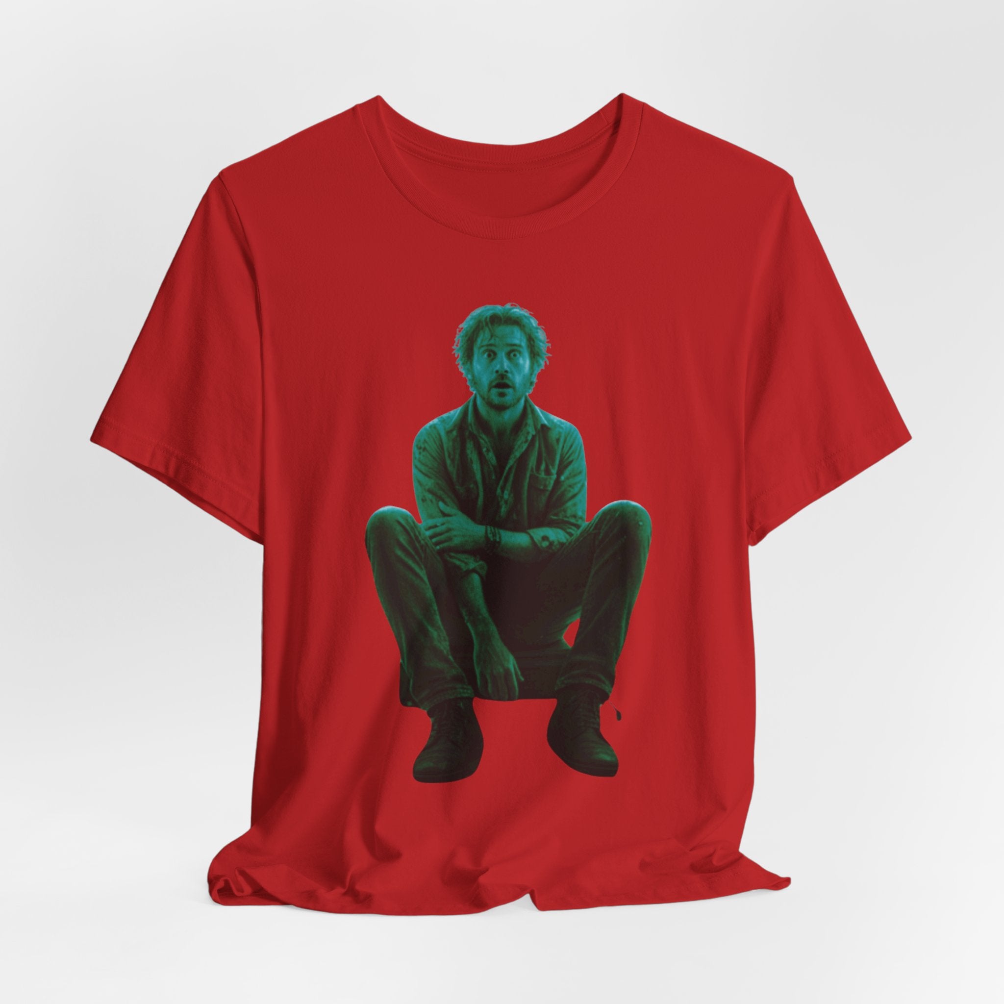 Sitting Silhouette Tee — Moody Green Portrait Graphic T-Shirt