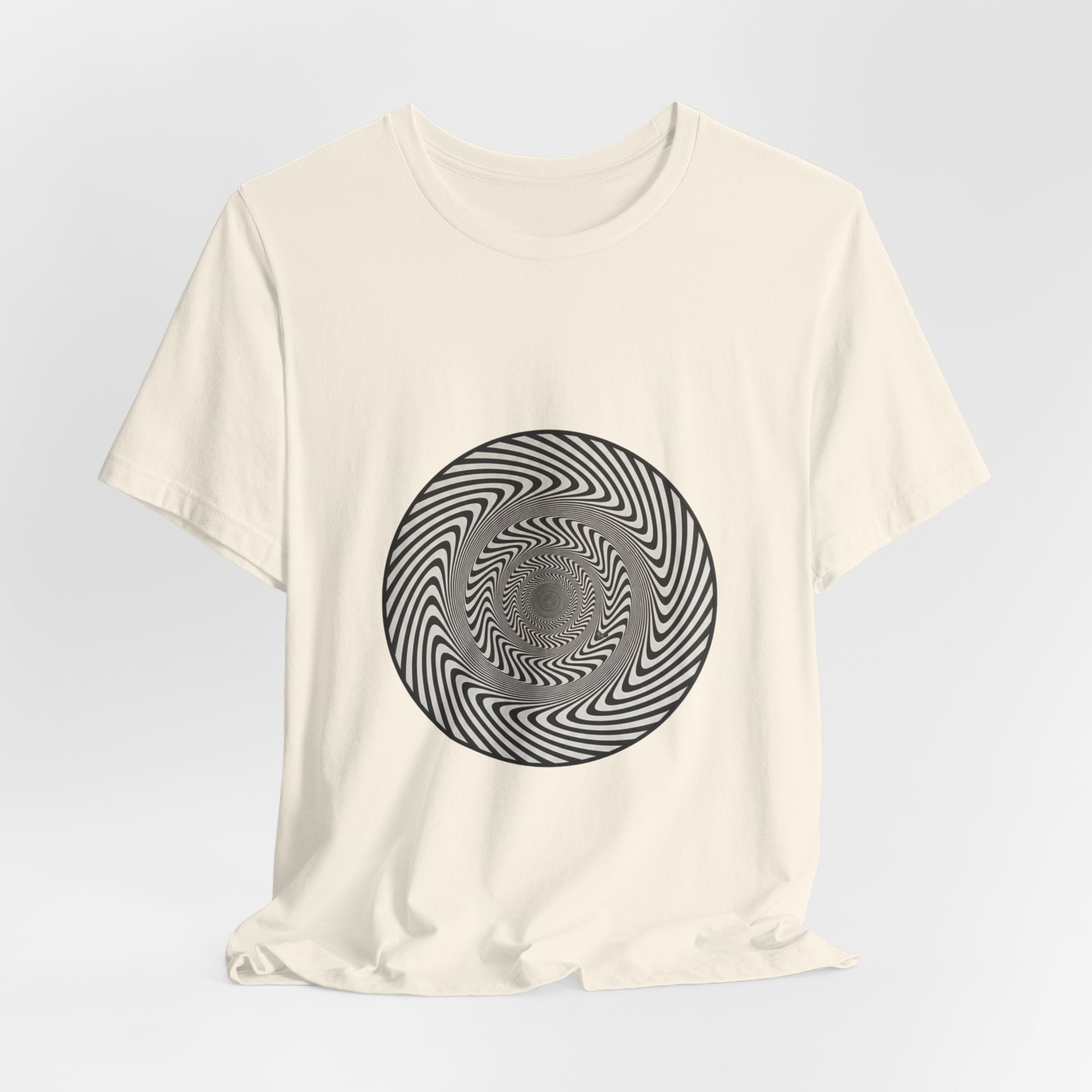Optical Spiral Illusion Tee - Black Hypnotic Circle Graphic T-Shirt