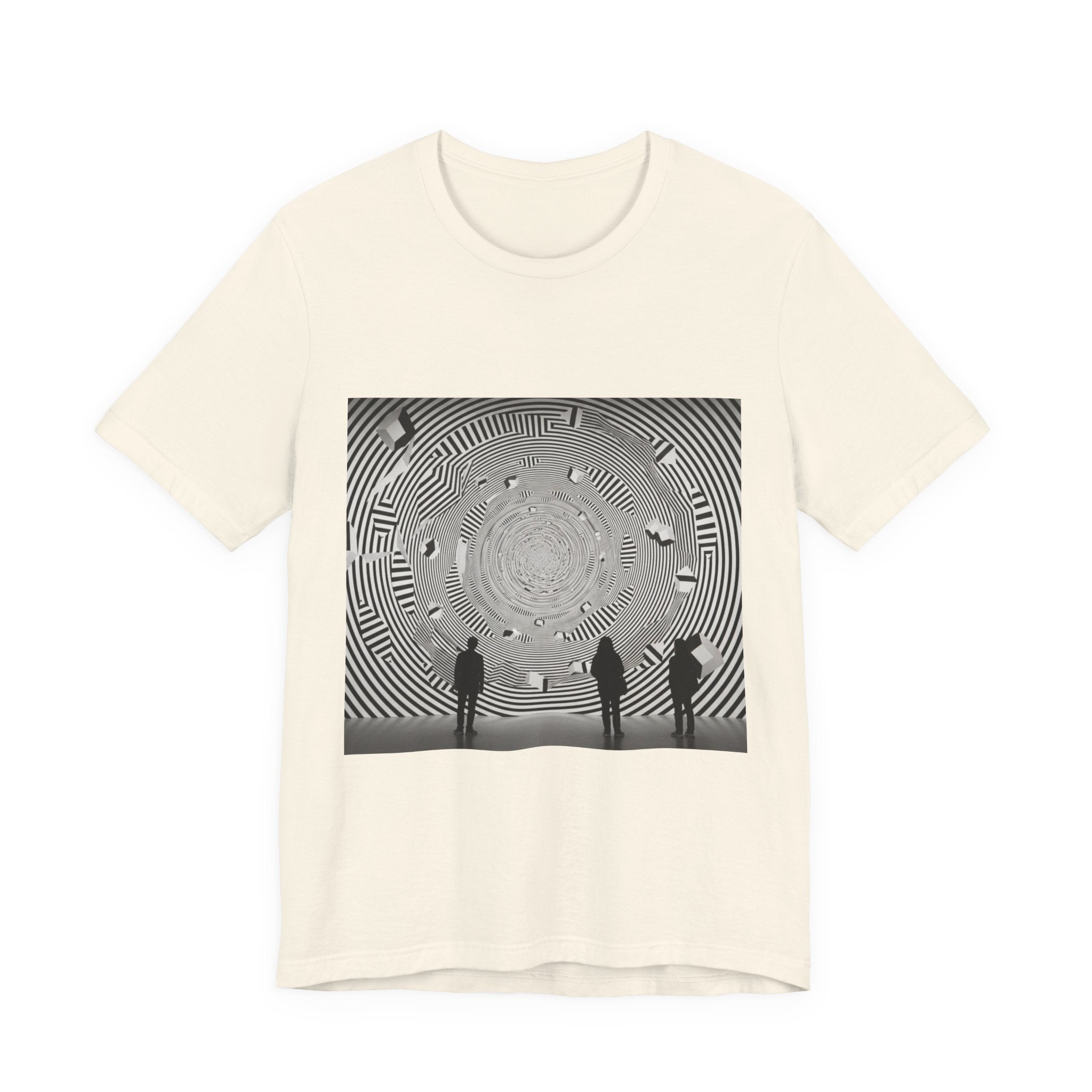 Optical Illusion Band Tee — Silhouette Crowd Spiral Concert Graphic T-Shirt
