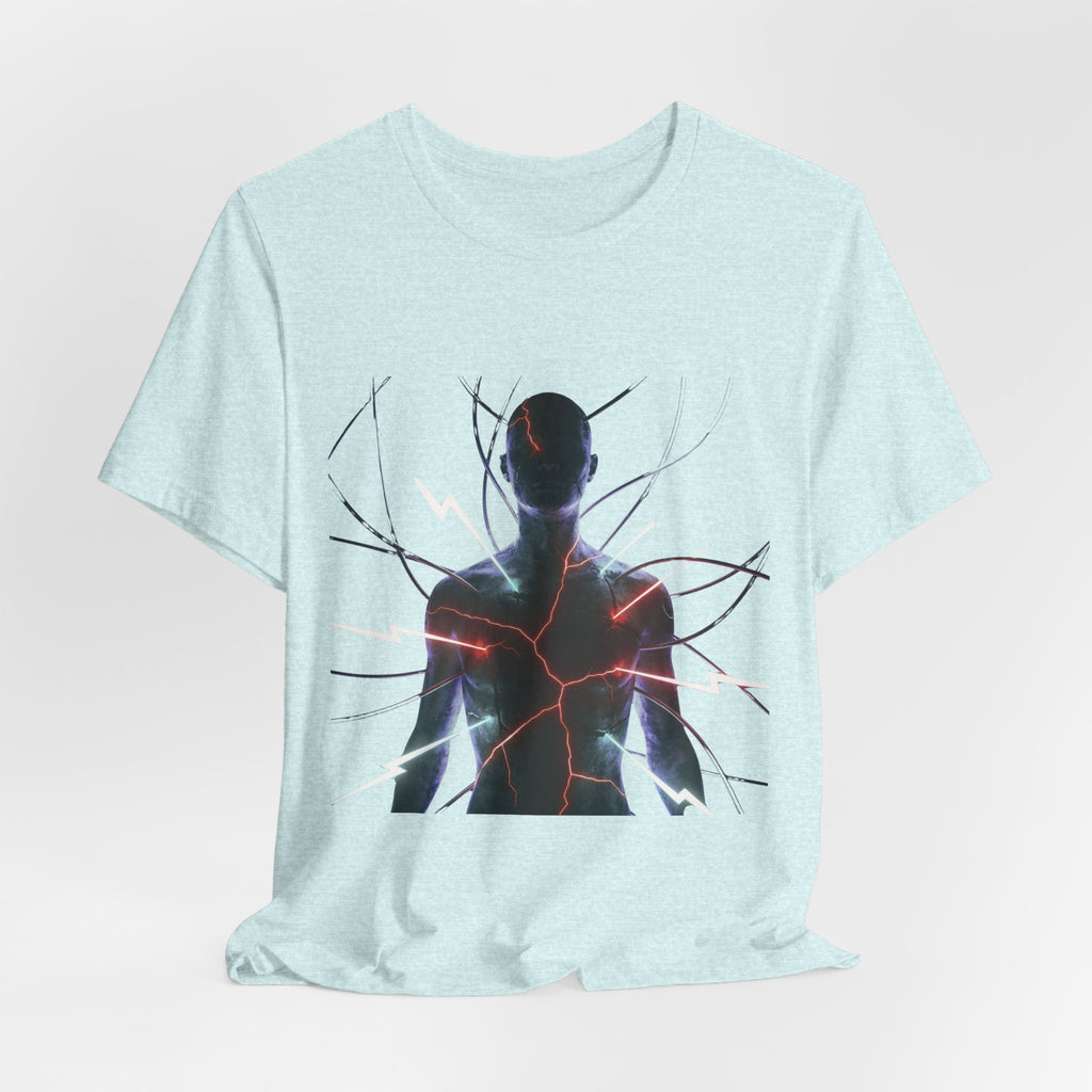 Abstract Electric Silhouette Tee — Futuristic Lightning Graphic T-Shirt