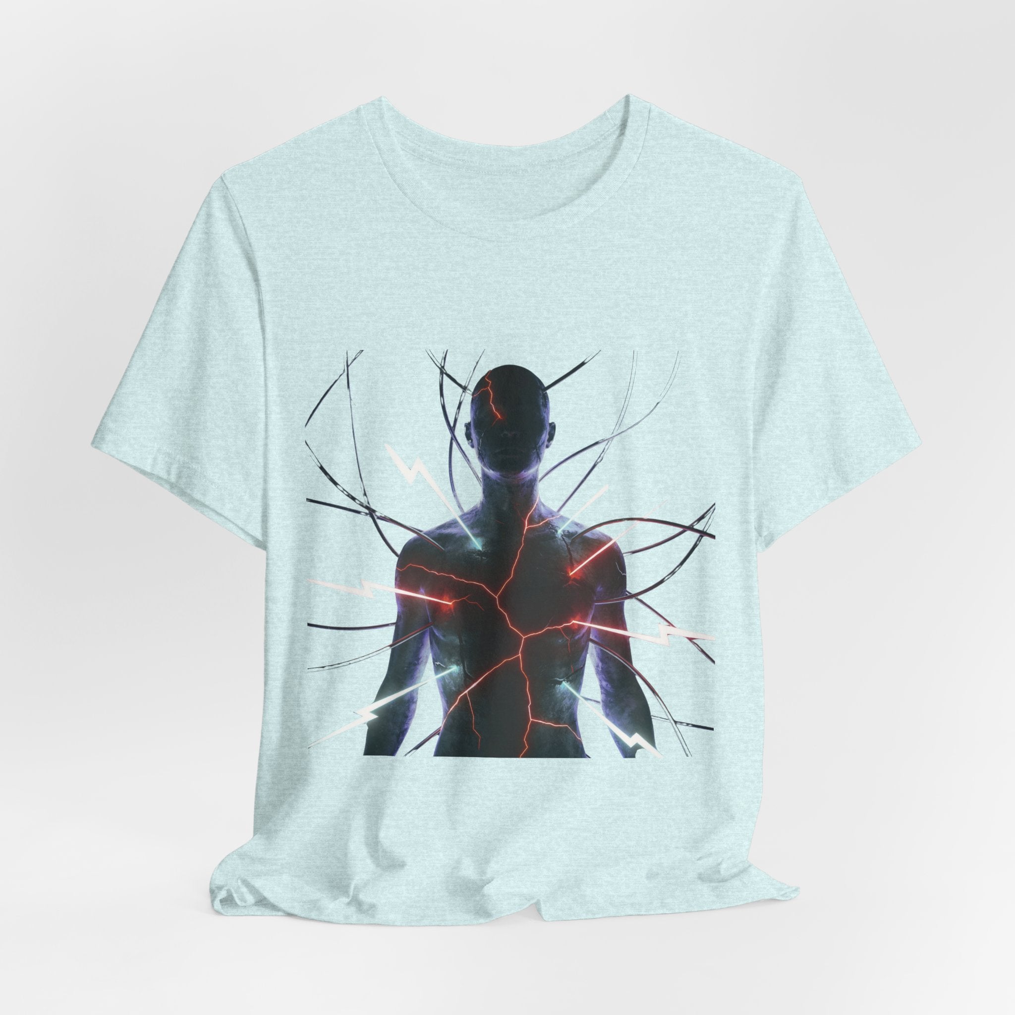 Abstract Electric Silhouette Tee — Futuristic Lightning Graphic T-Shirt