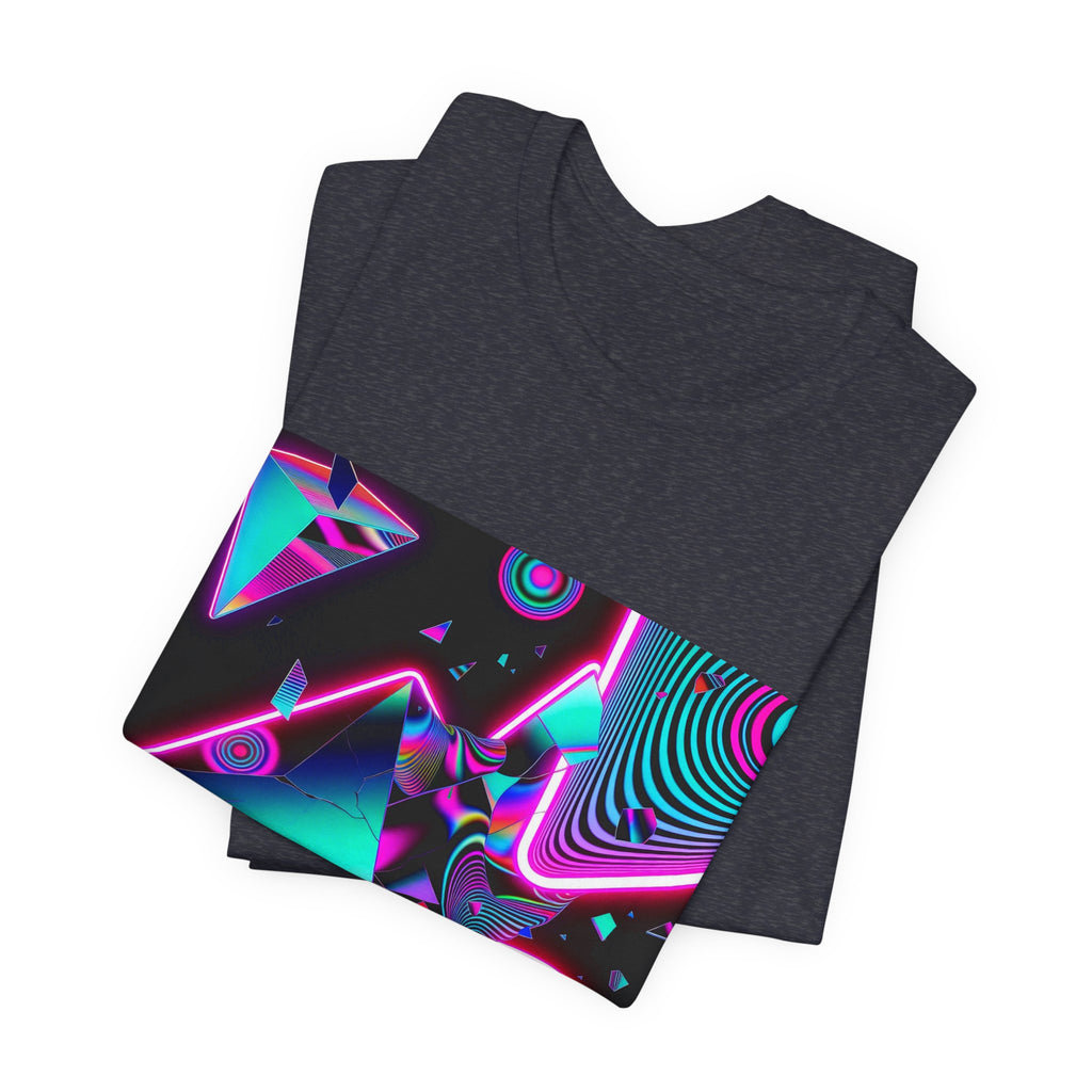 Retro Neon Vaporwave T-Shirt – 80s Synthwave Geometric Tee