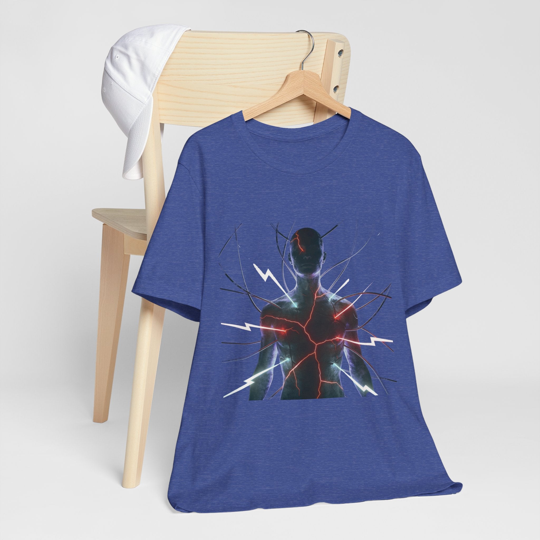 Abstract Electric Silhouette Tee — Futuristic Lightning Graphic T-Shirt