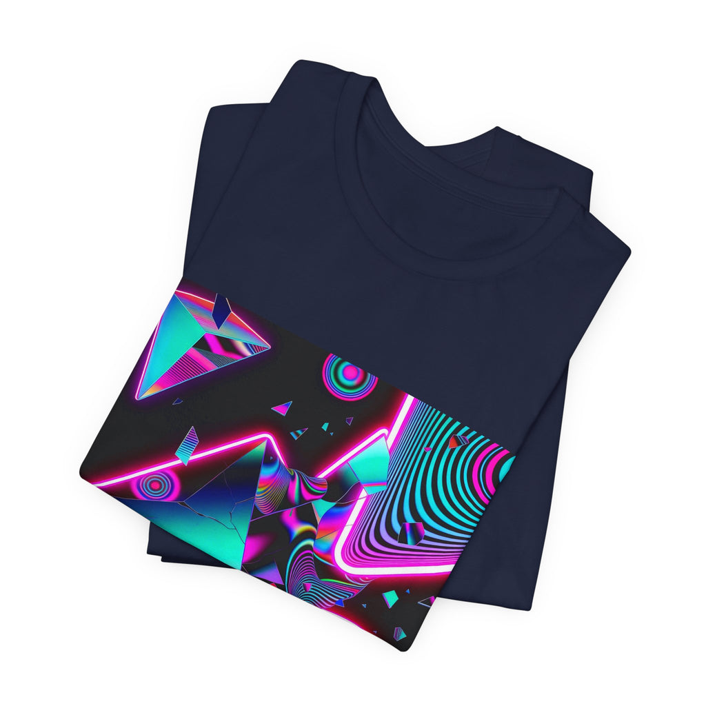 Retro Neon Vaporwave T-Shirt – 80s Synthwave Geometric Tee