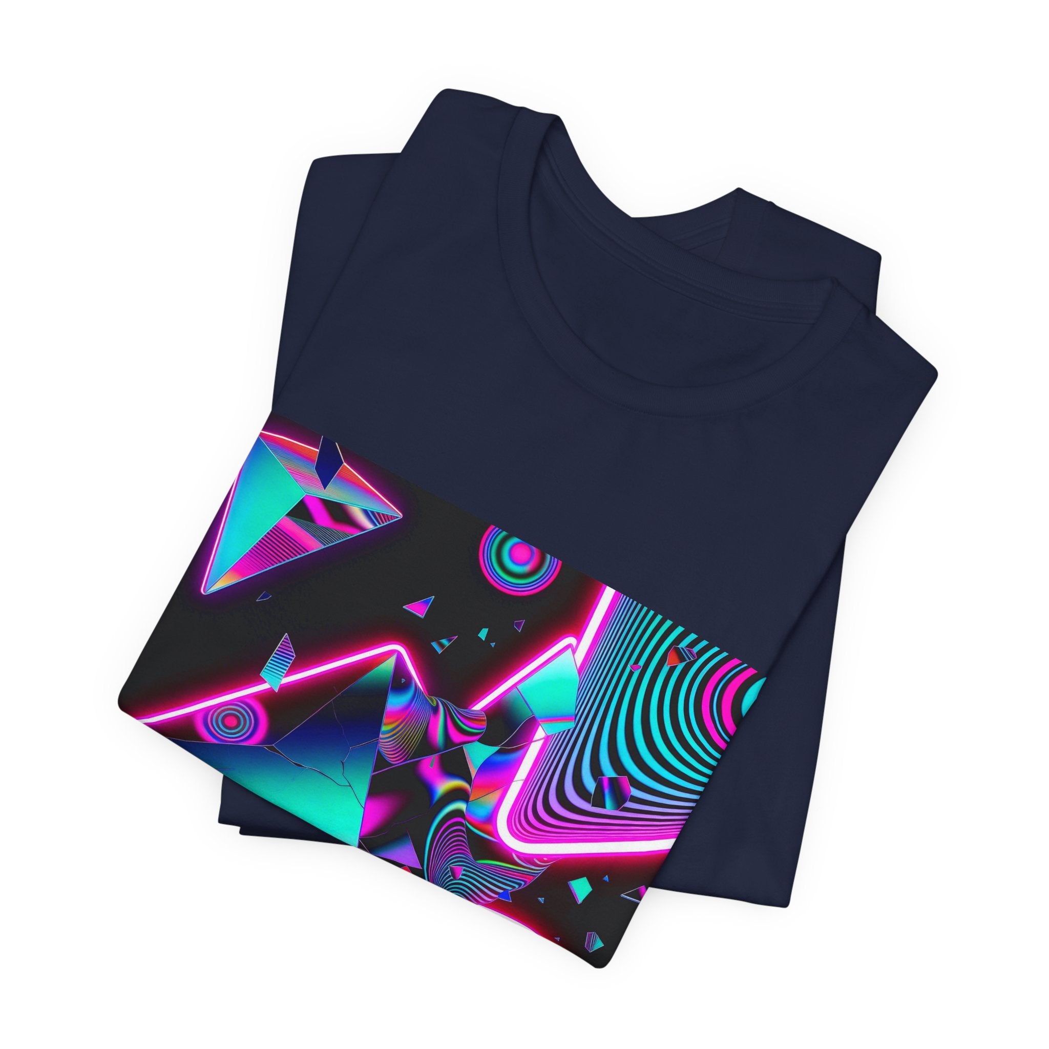 Retro Neon Vaporwave T-Shirt – 80s Synthwave Geometric Tee