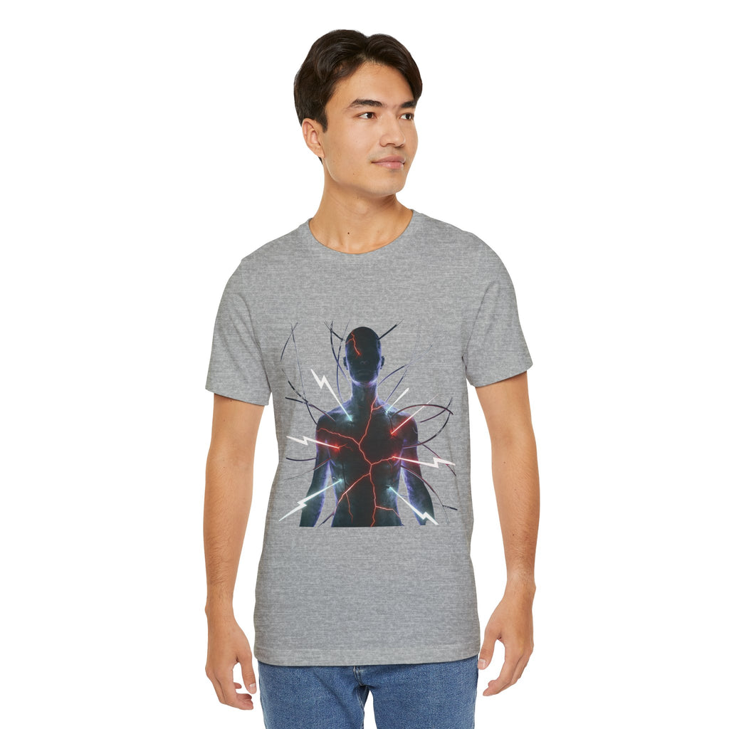Abstract Electric Silhouette Tee — Futuristic Lightning Graphic T-Shirt