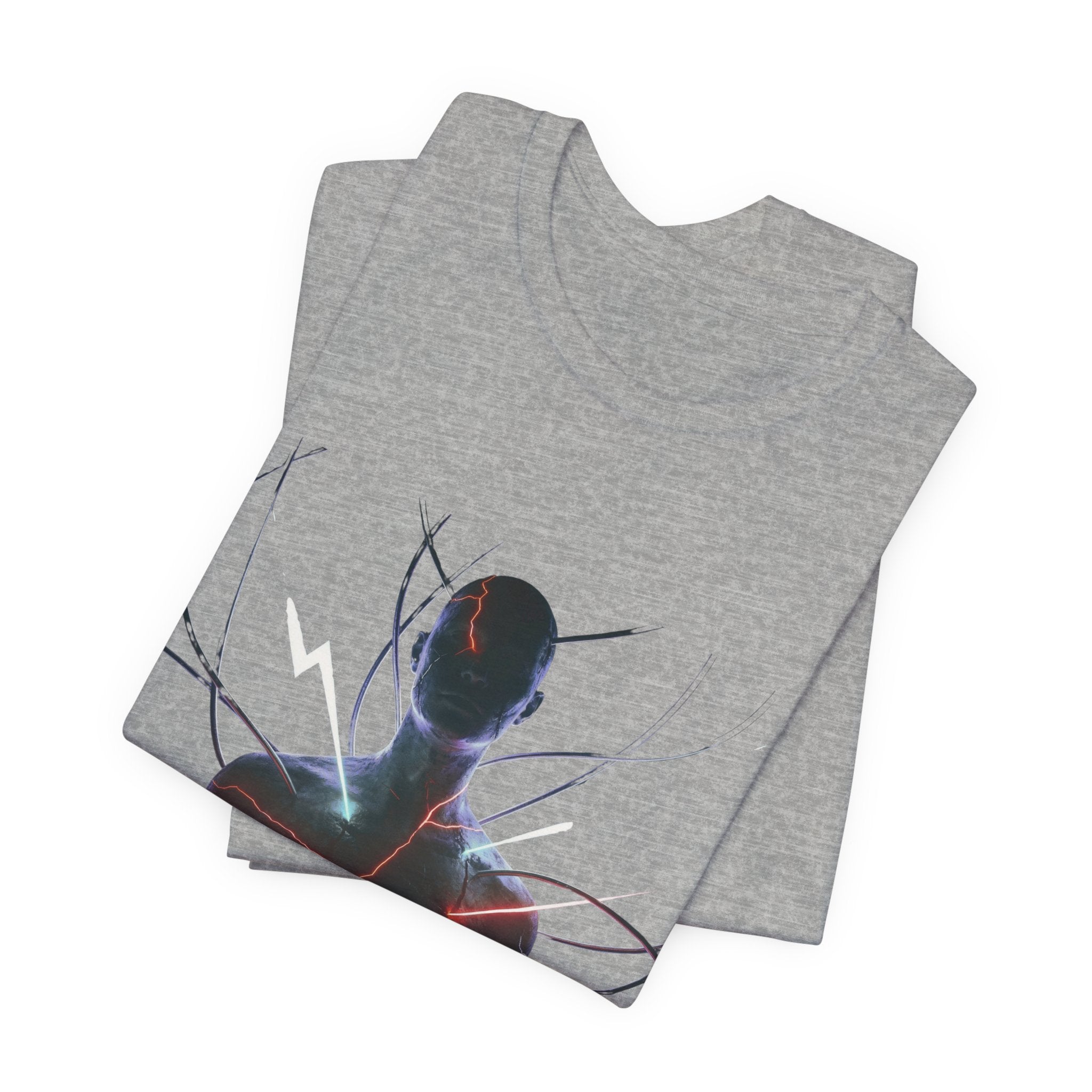 Abstract Electric Silhouette Tee — Futuristic Lightning Graphic T-Shirt