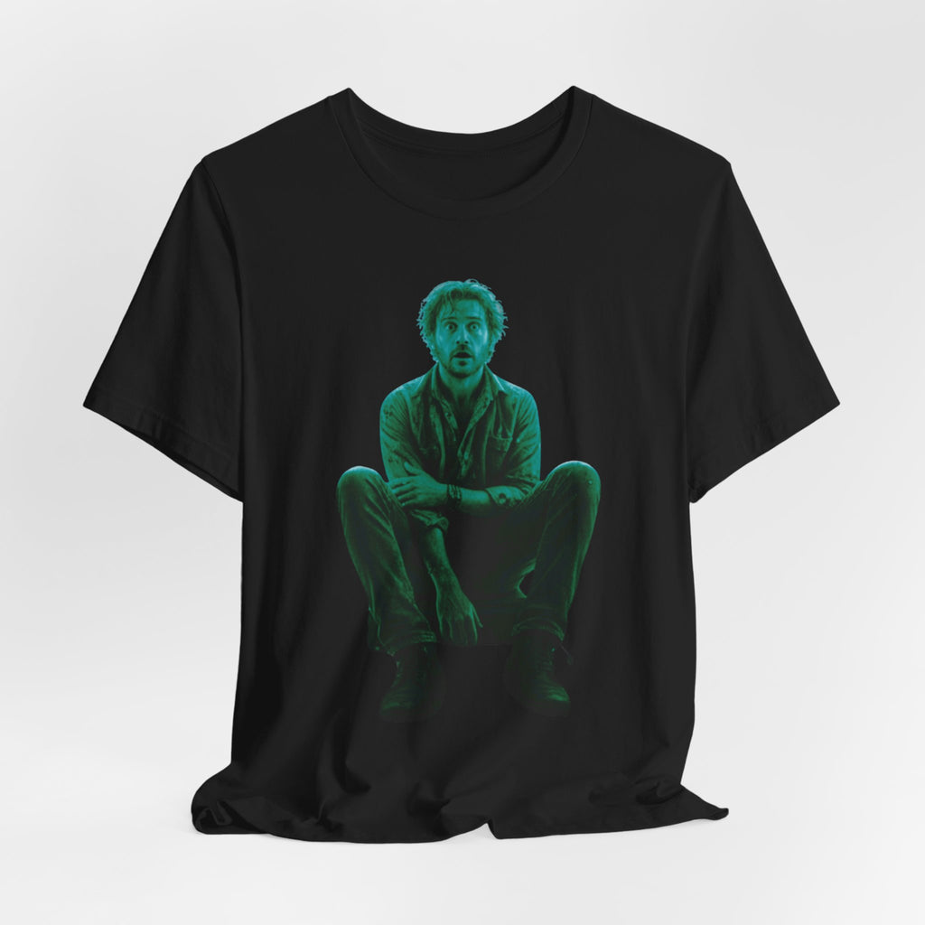 Sitting Silhouette Tee — Moody Green Portrait Graphic T-Shirt