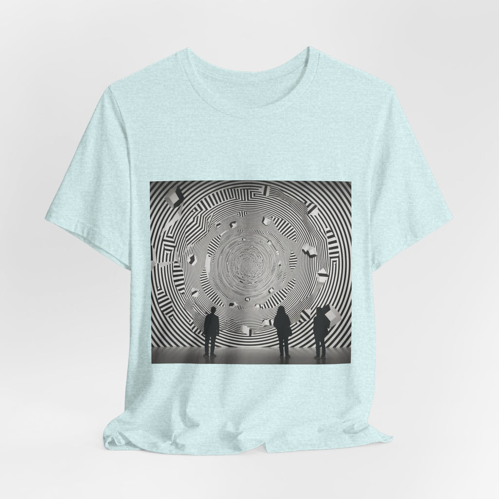 Optical Illusion Band Tee — Silhouette Crowd Spiral Concert Graphic T-Shirt