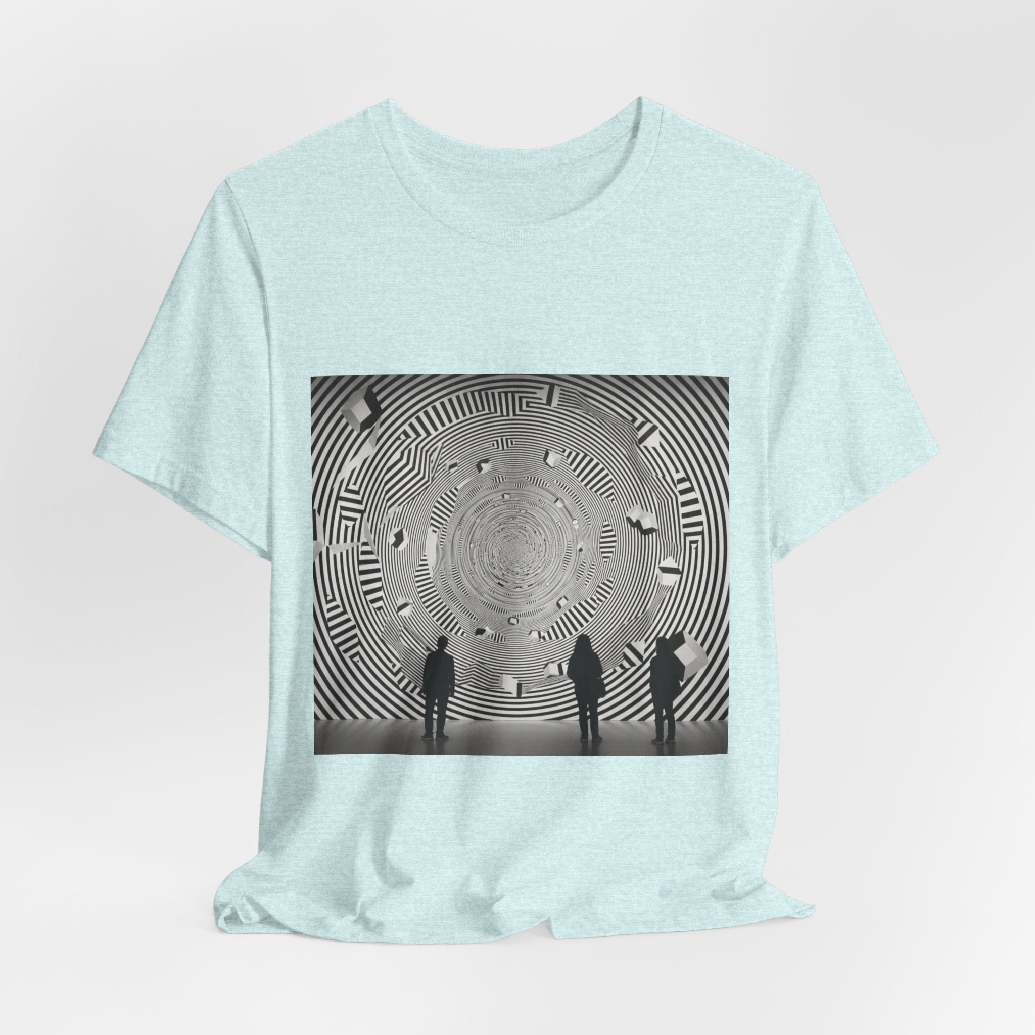 Optical Illusion Band Tee — Silhouette Crowd Spiral Concert Graphic T-Shirt