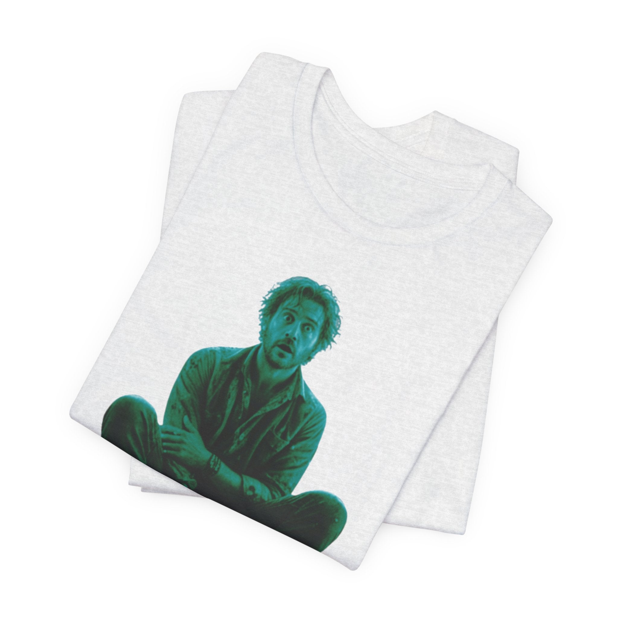 Sitting Silhouette Tee — Moody Green Portrait Graphic T-Shirt