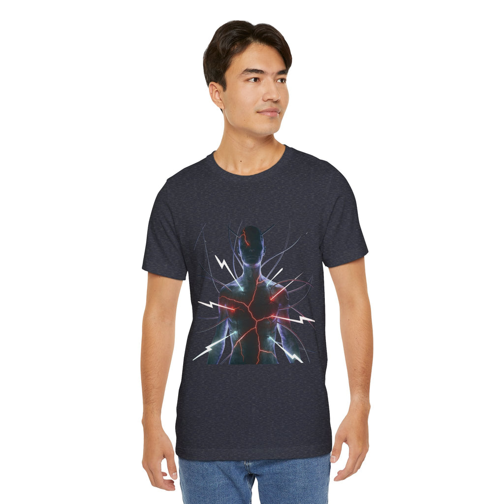 Abstract Electric Silhouette Tee — Futuristic Lightning Graphic T-Shirt