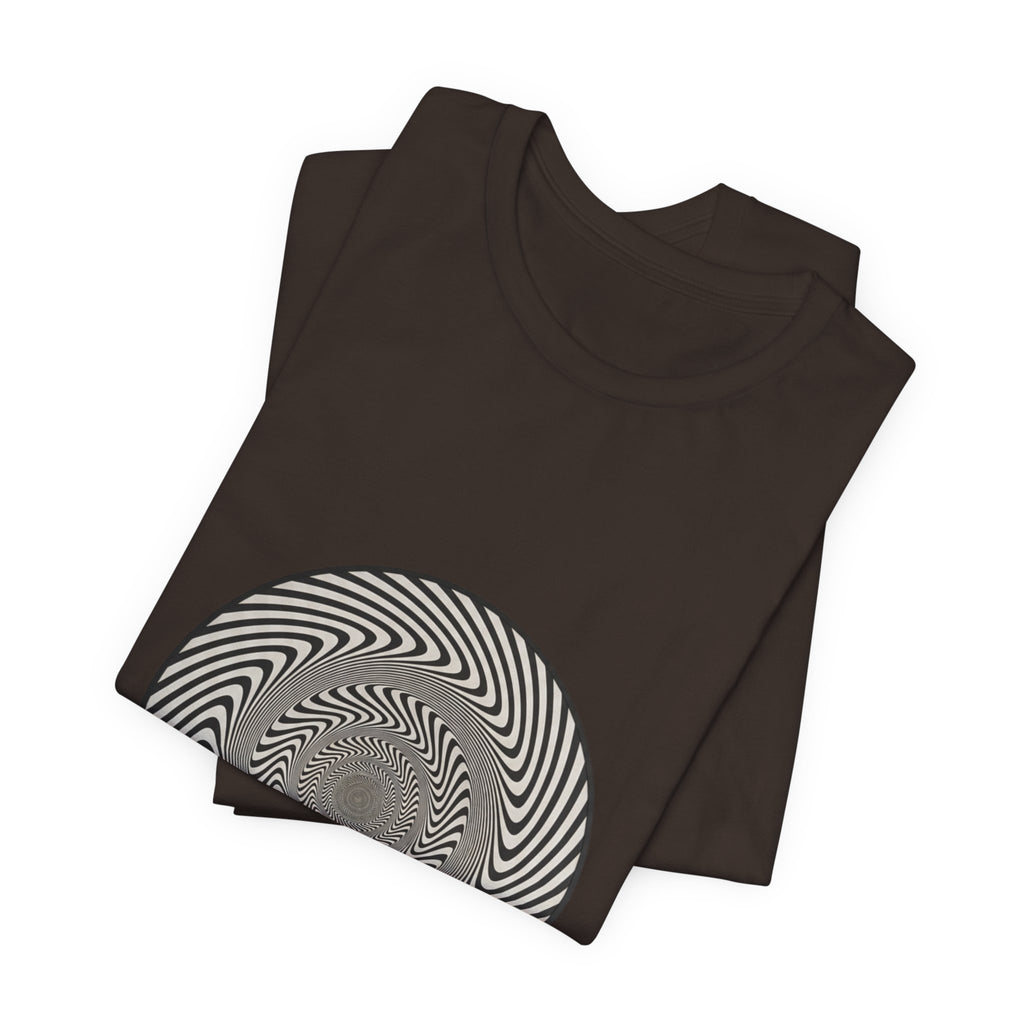 Optical Spiral Illusion Tee - Black Hypnotic Circle Graphic T-Shirt