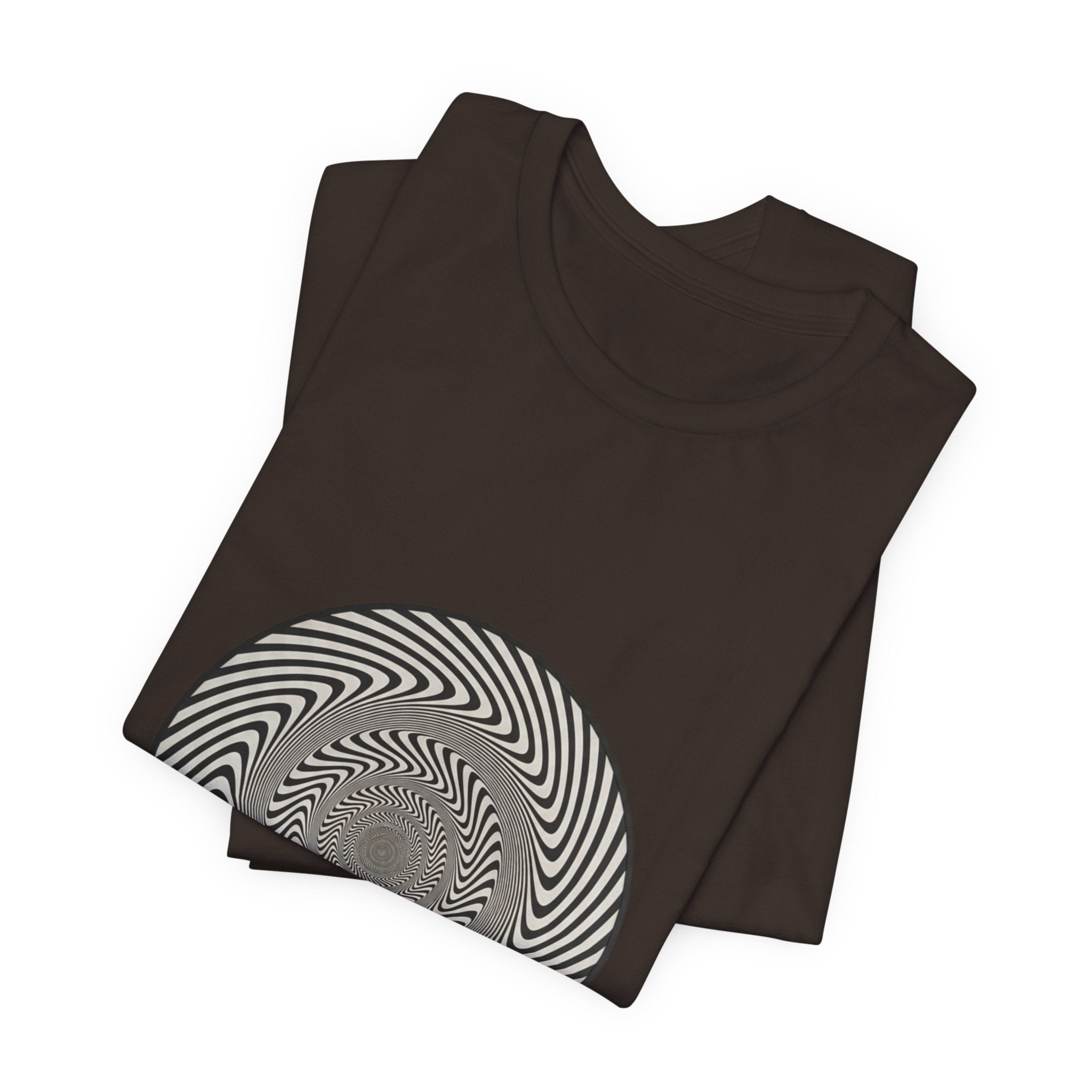 Optical Spiral Illusion Tee - Black Hypnotic Circle Graphic T-Shirt