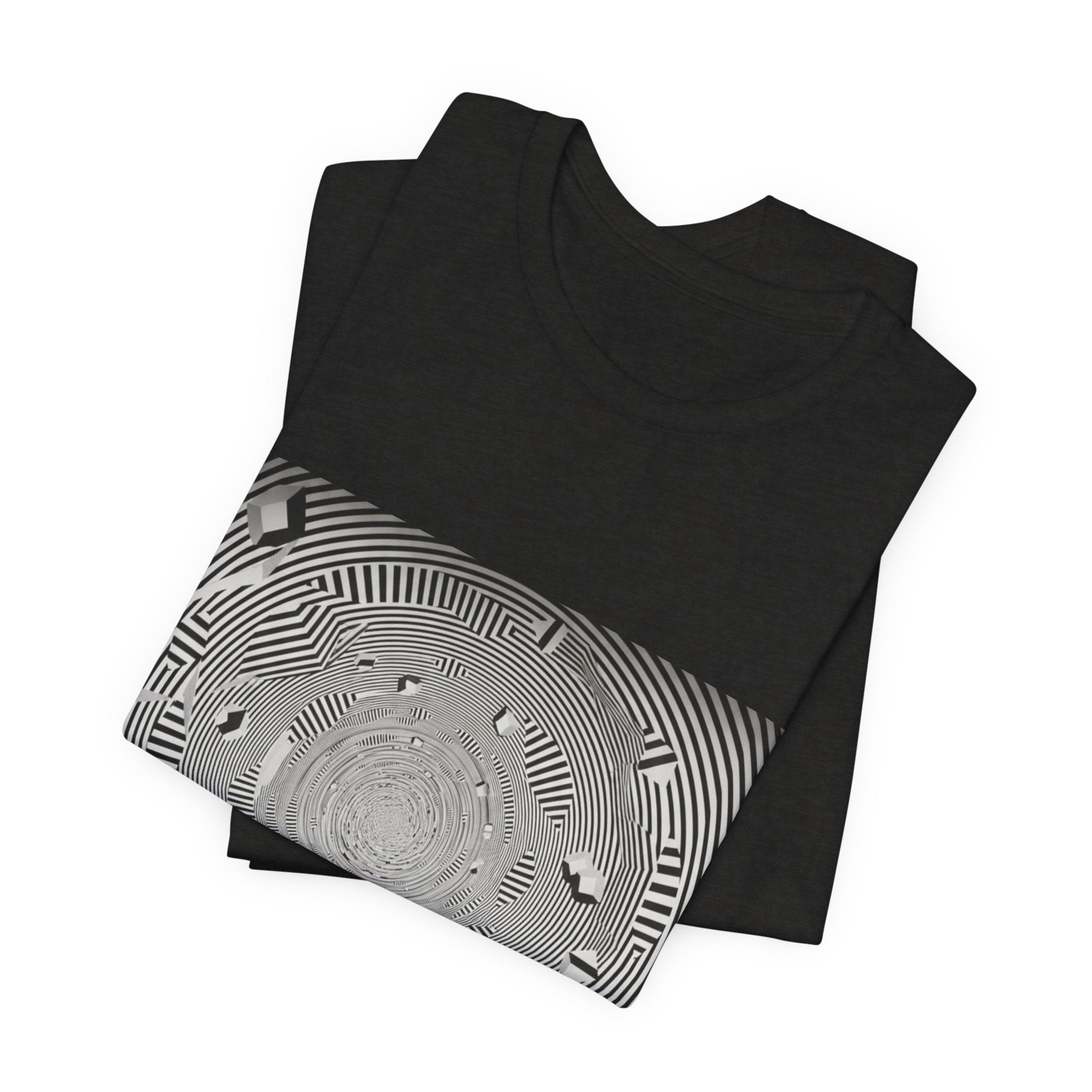 Optical Illusion Band Tee — Silhouette Crowd Spiral Concert Graphic T-Shirt