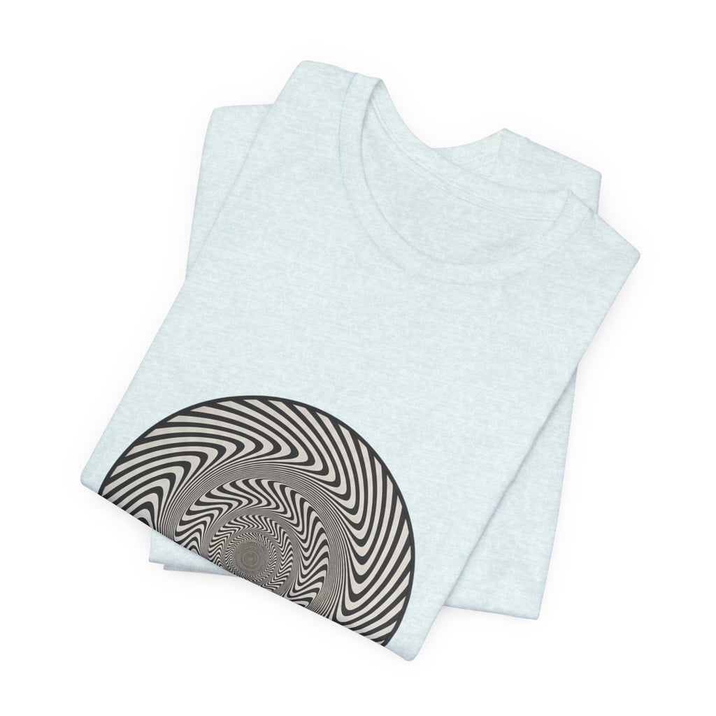 Optical Spiral Illusion Tee - Black Hypnotic Circle Graphic T-Shirt