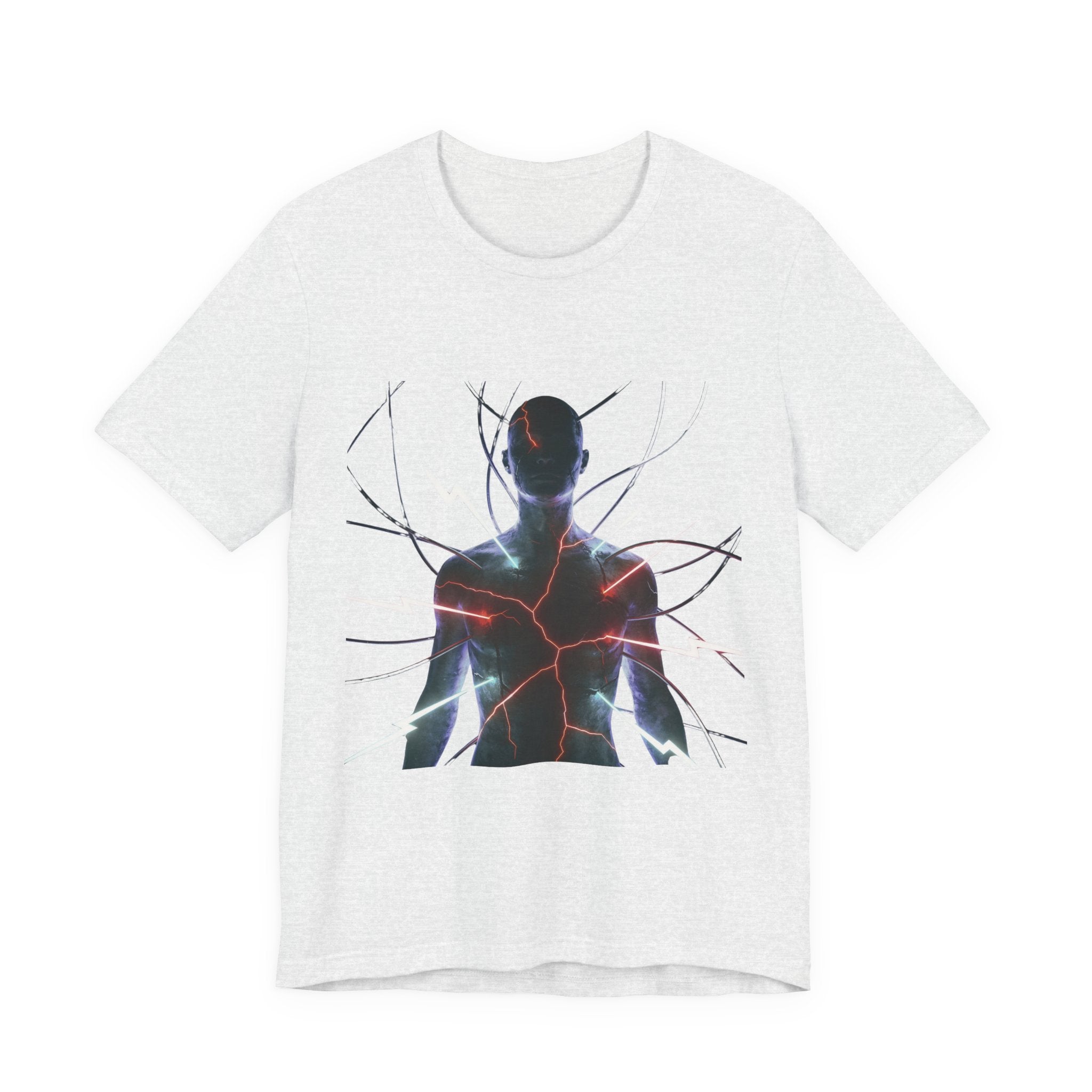 Abstract Electric Silhouette Tee — Futuristic Lightning Graphic T-Shirt