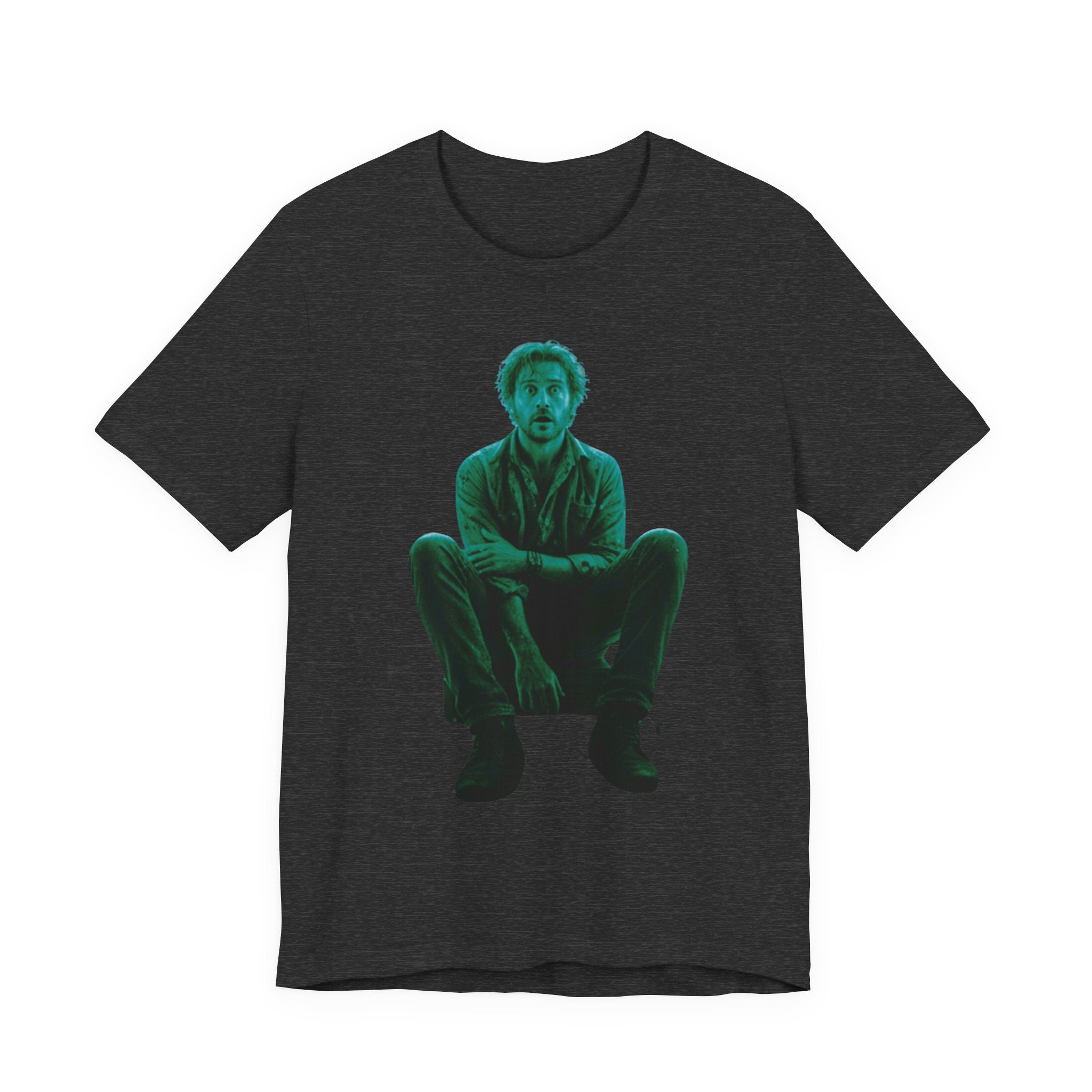 Sitting Silhouette Tee — Moody Green Portrait Graphic T-Shirt