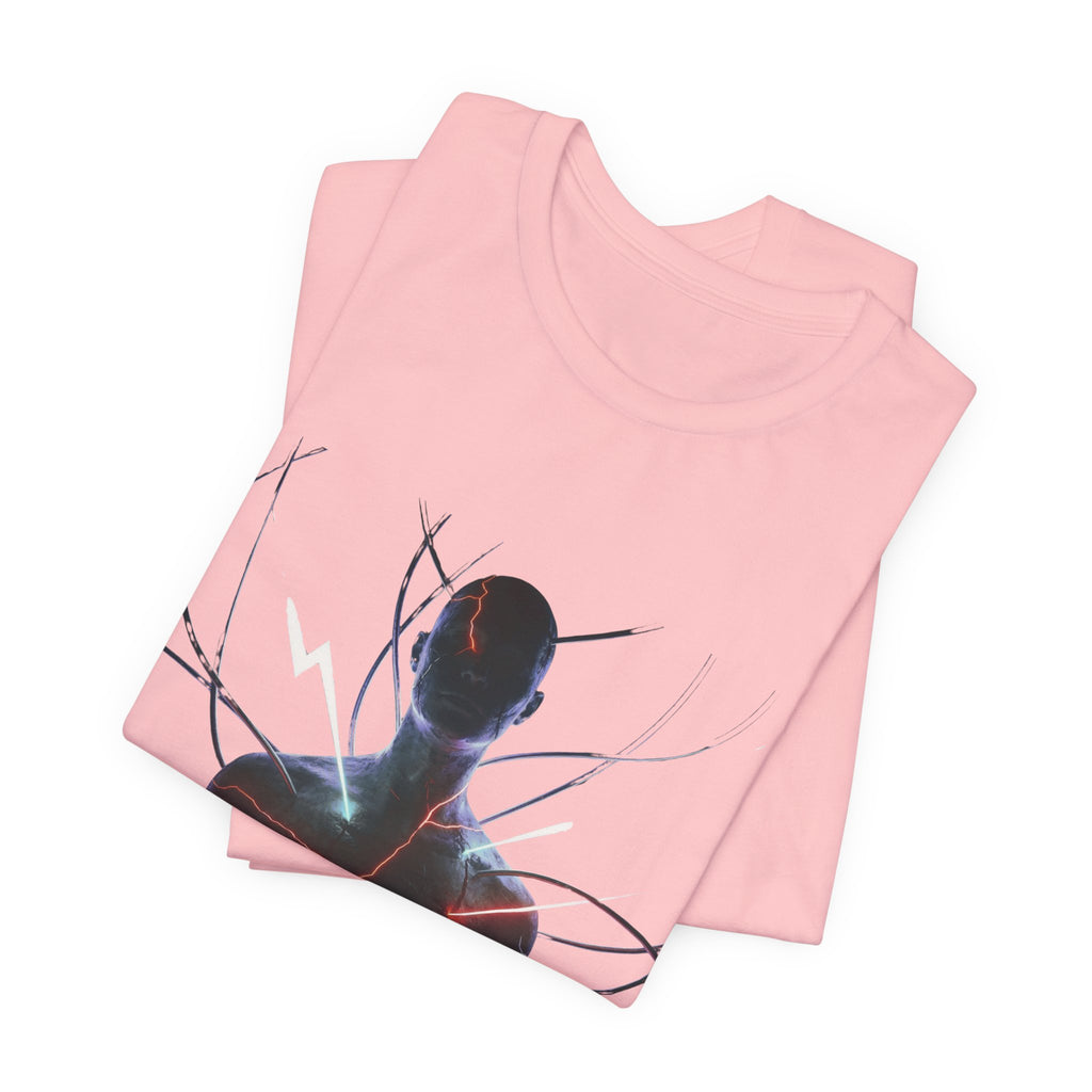 Abstract Electric Silhouette Tee — Futuristic Lightning Graphic T-Shirt