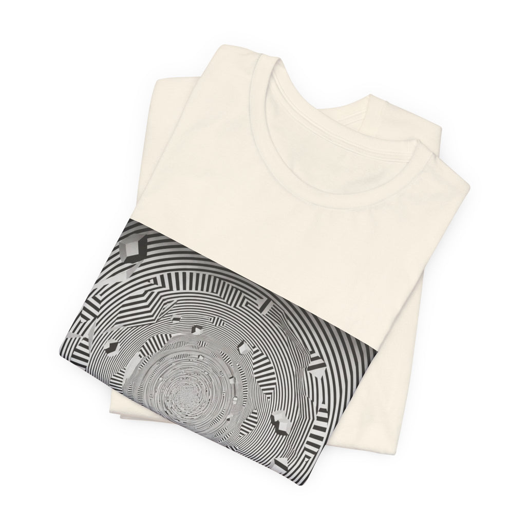 Optical Illusion Band Tee — Silhouette Crowd Spiral Concert Graphic T-Shirt