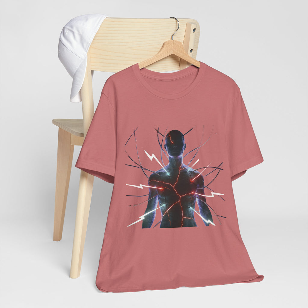 Abstract Electric Silhouette Tee — Futuristic Lightning Graphic T-Shirt