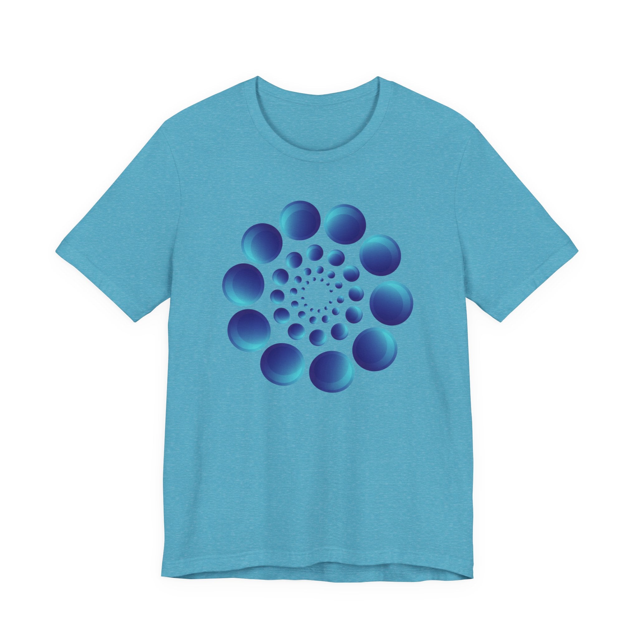 Spiral Blue Dot Tee — Geometric Optical Design T-Shirt
