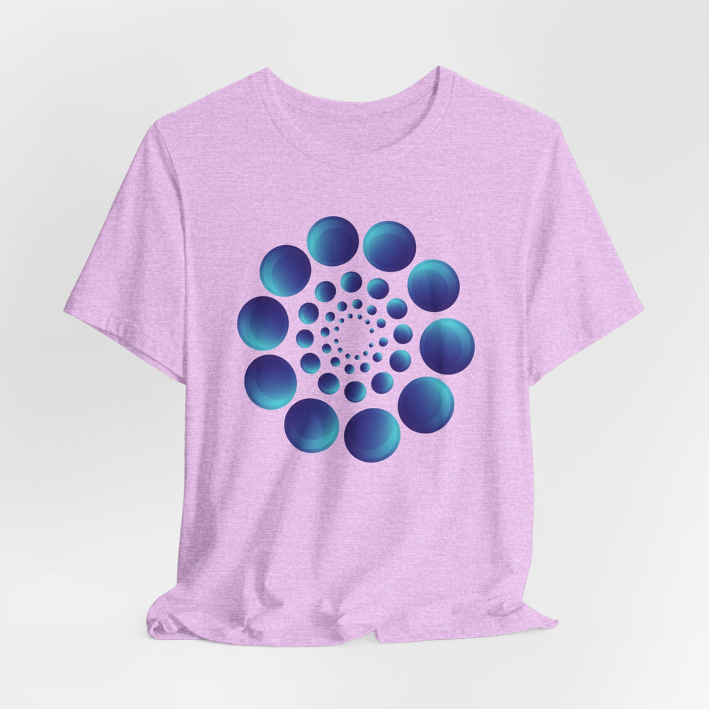 Spiral Blue Dot Tee — Geometric Optical Design T-Shirt