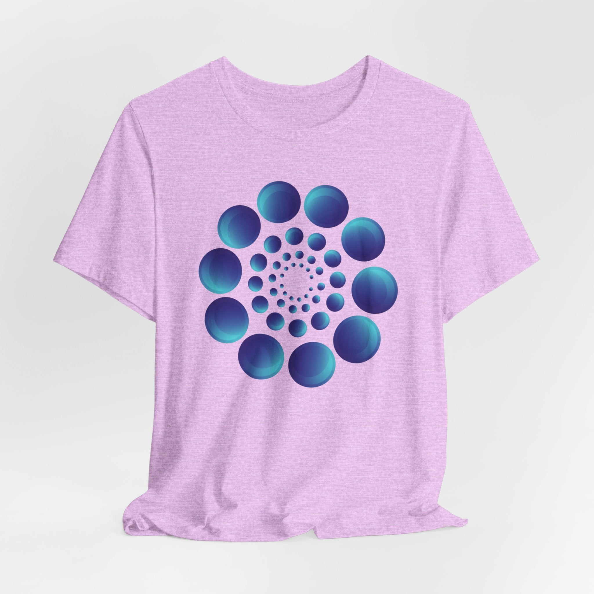 Spiral Blue Dot Tee — Geometric Optical Design T-Shirt