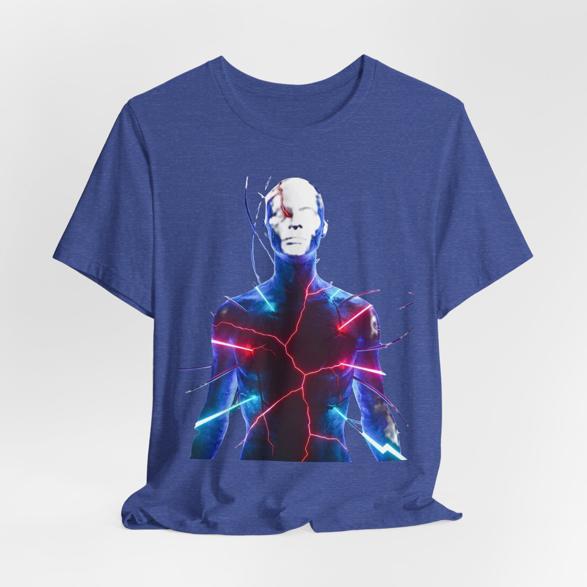 Electric Human Silhouette Tee — Neon Lightning Graphic T‑Shirt