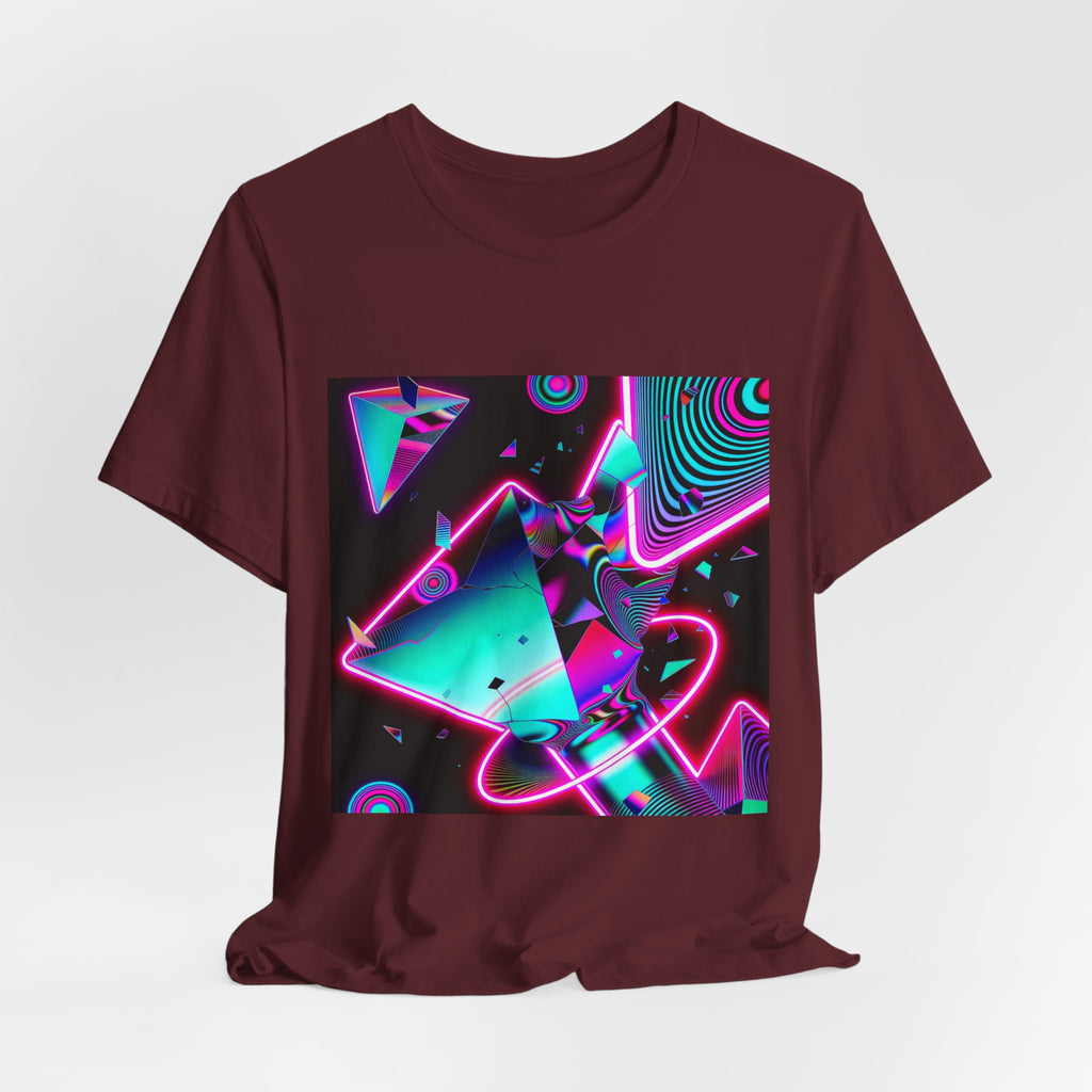 Retro Neon Vaporwave T-Shirt – 80s Synthwave Geometric Tee