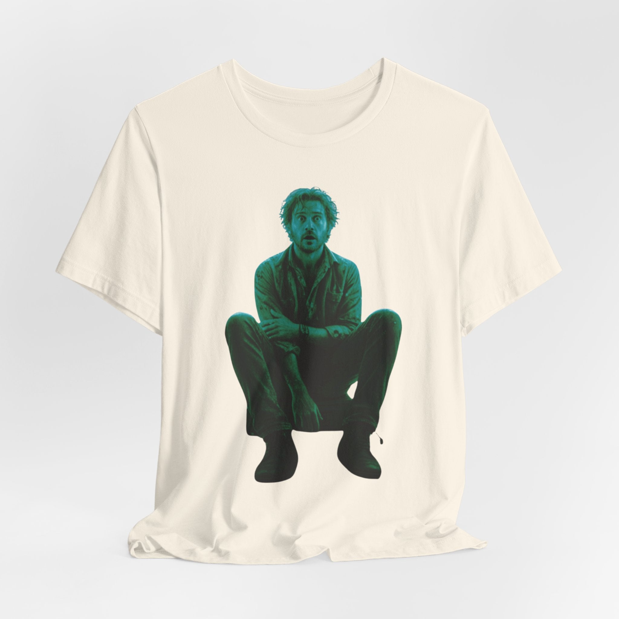 Sitting Silhouette Tee — Moody Green Portrait Graphic T-Shirt