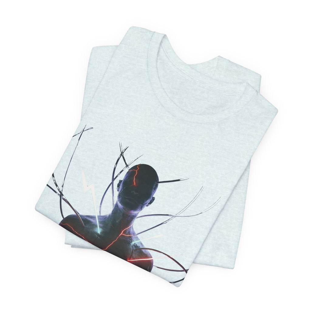 Abstract Electric Silhouette Tee — Futuristic Lightning Graphic T-Shirt