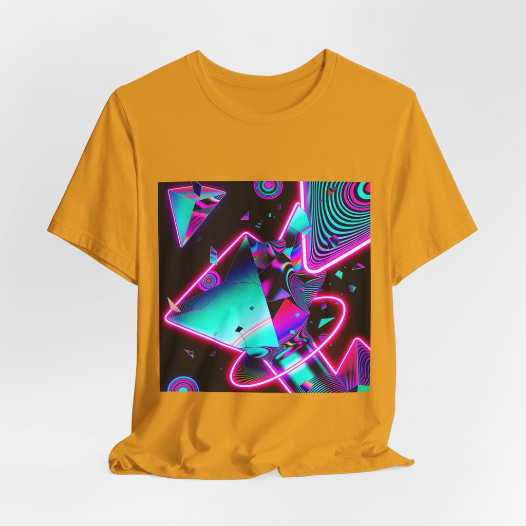 Retro Neon Vaporwave T-Shirt – 80s Synthwave Geometric Tee