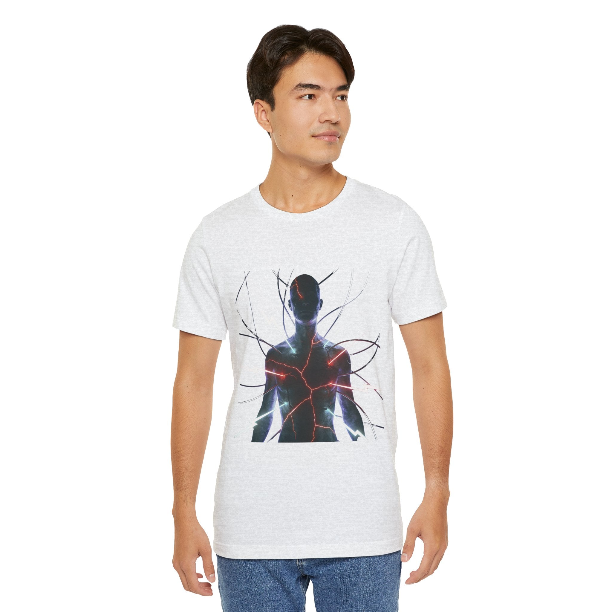 Abstract Electric Silhouette Tee — Futuristic Lightning Graphic T-Shirt