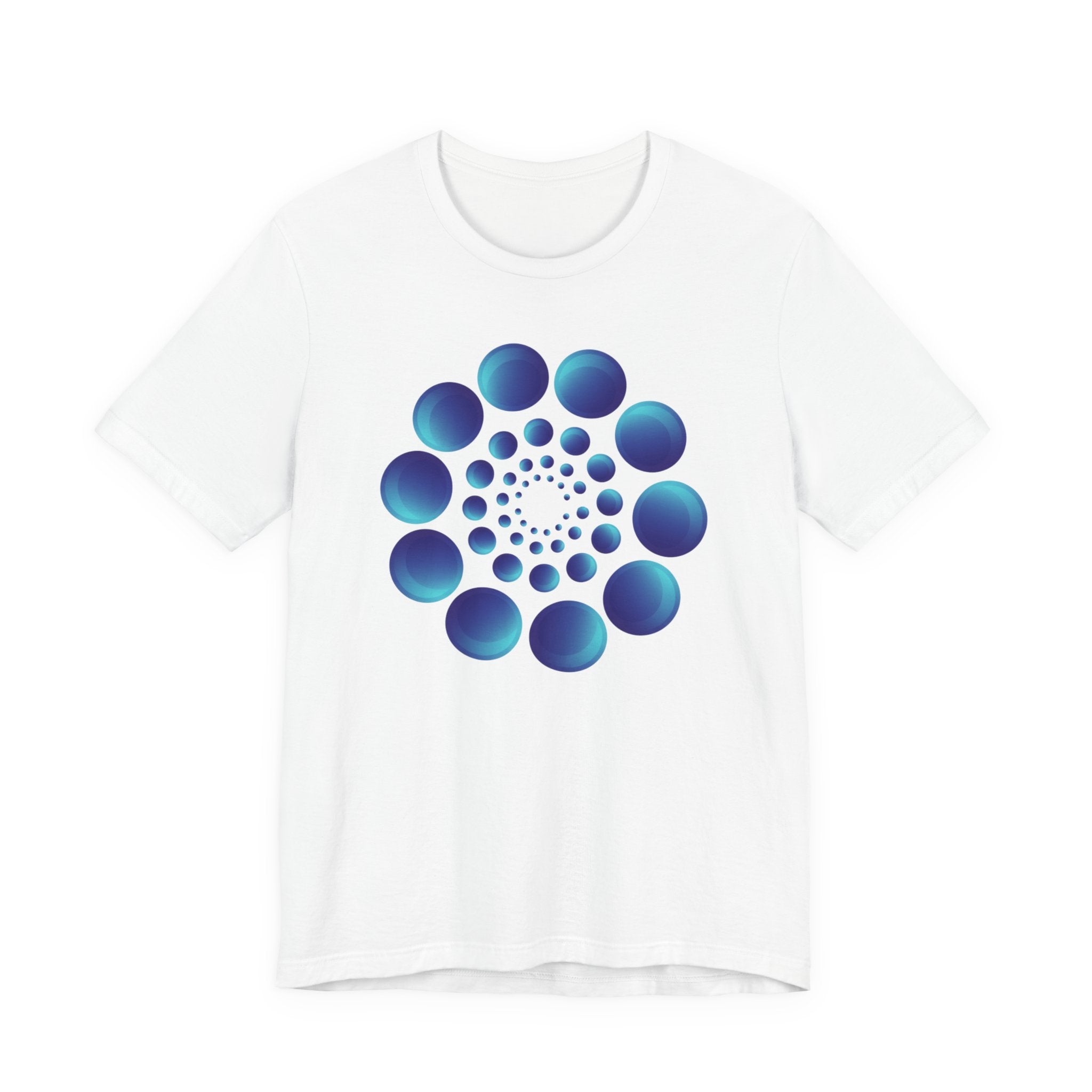 Spiral Blue Dot Tee — Geometric Optical Design T-Shirt