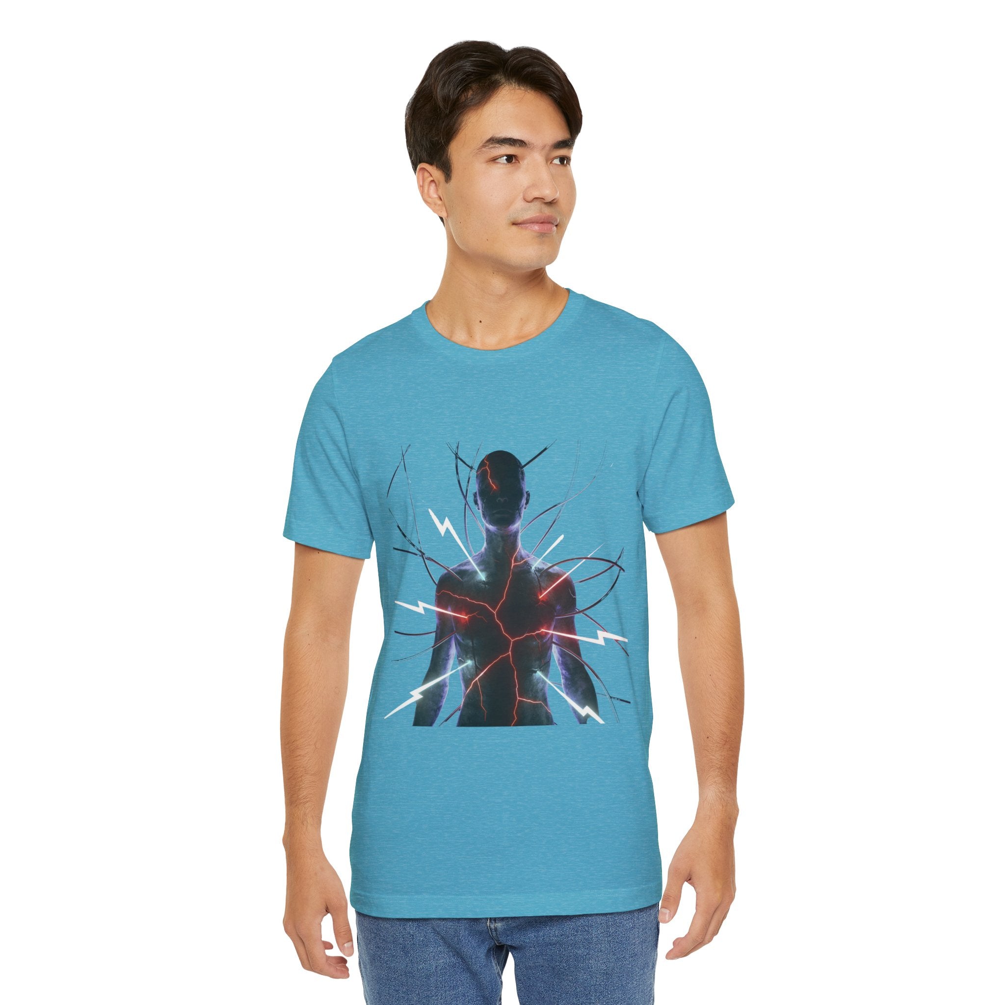 Abstract Electric Silhouette Tee — Futuristic Lightning Graphic T-Shirt