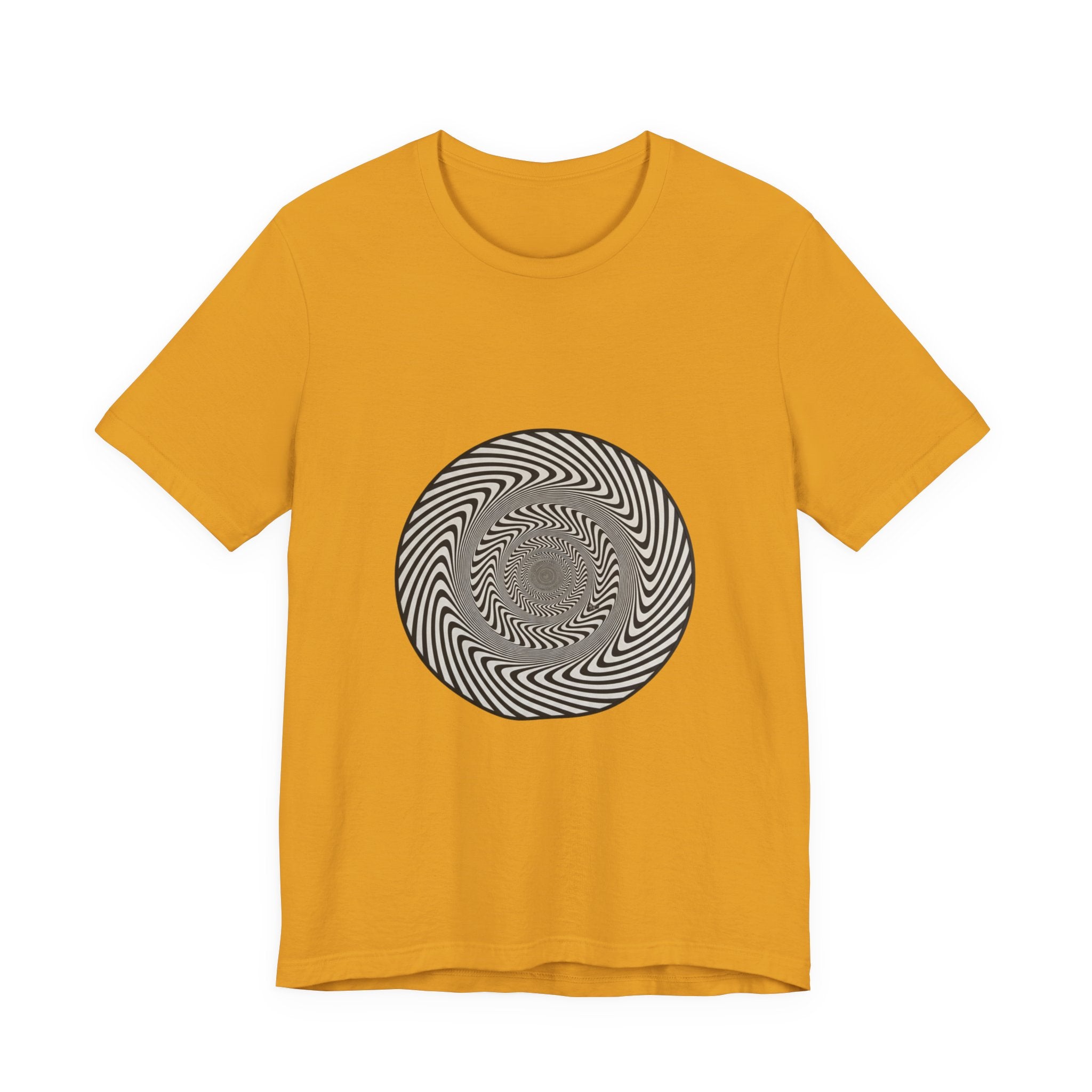 Optical Spiral Illusion Tee - Black Hypnotic Circle Graphic T-Shirt