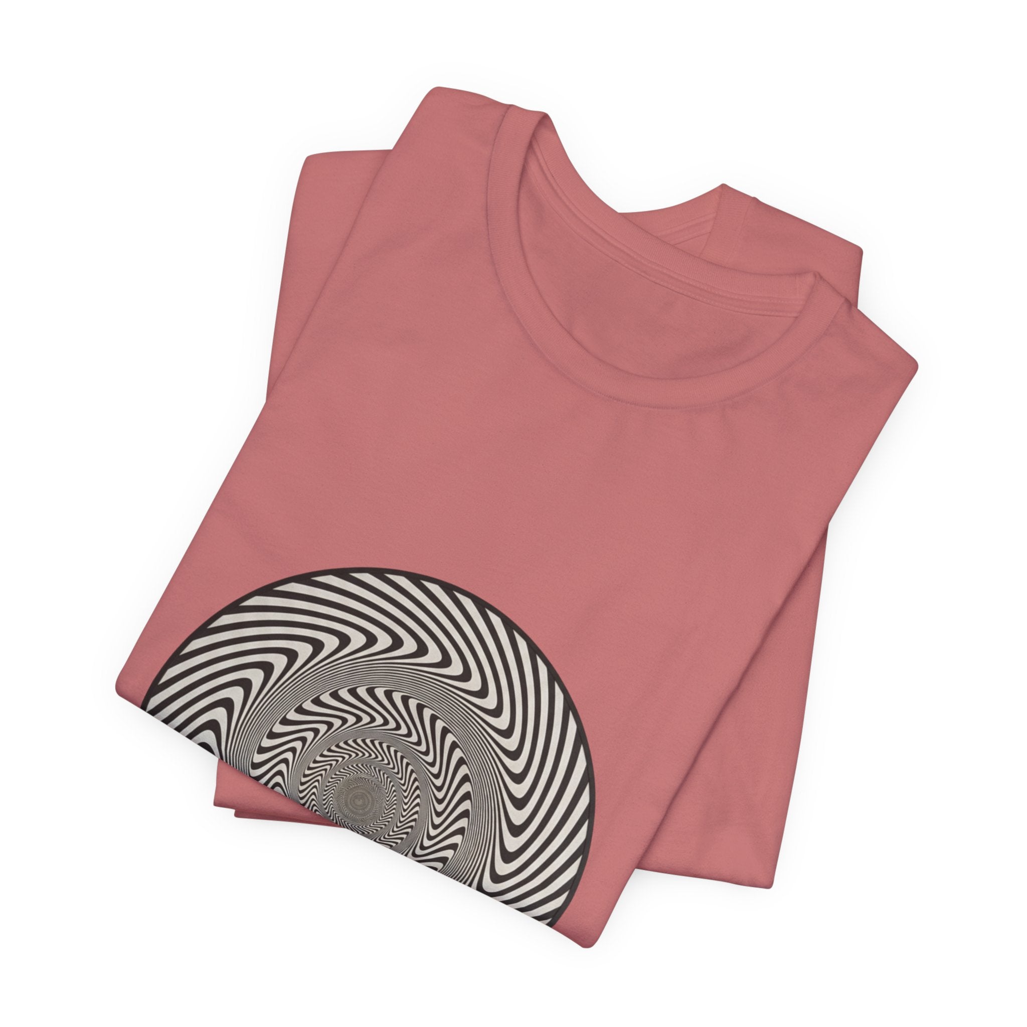 Optical Spiral Illusion Tee - Black Hypnotic Circle Graphic T-Shirt