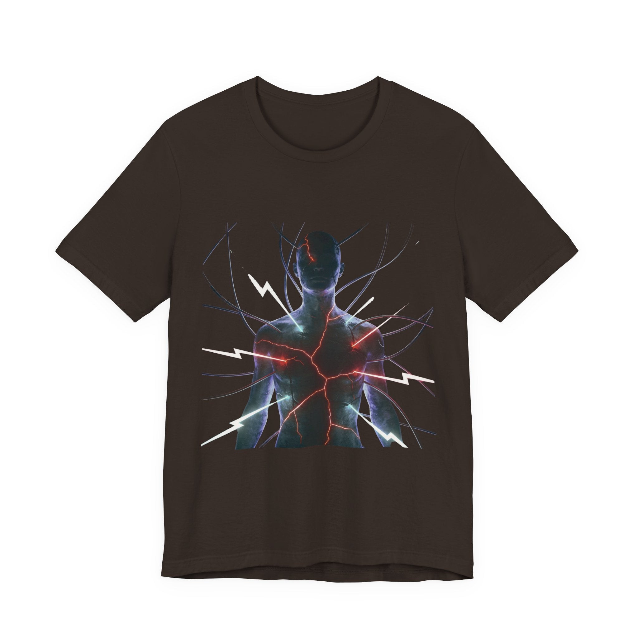 Abstract Electric Silhouette Tee — Futuristic Lightning Graphic T-Shirt