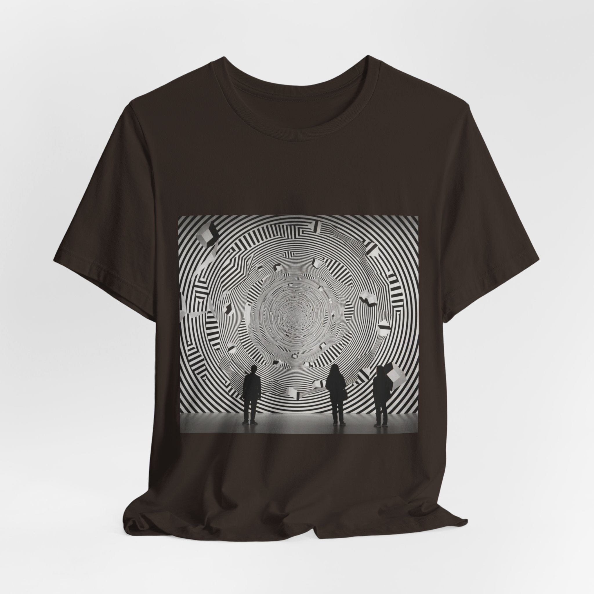 Optical Illusion Band Tee — Silhouette Crowd Spiral Concert Graphic T-Shirt