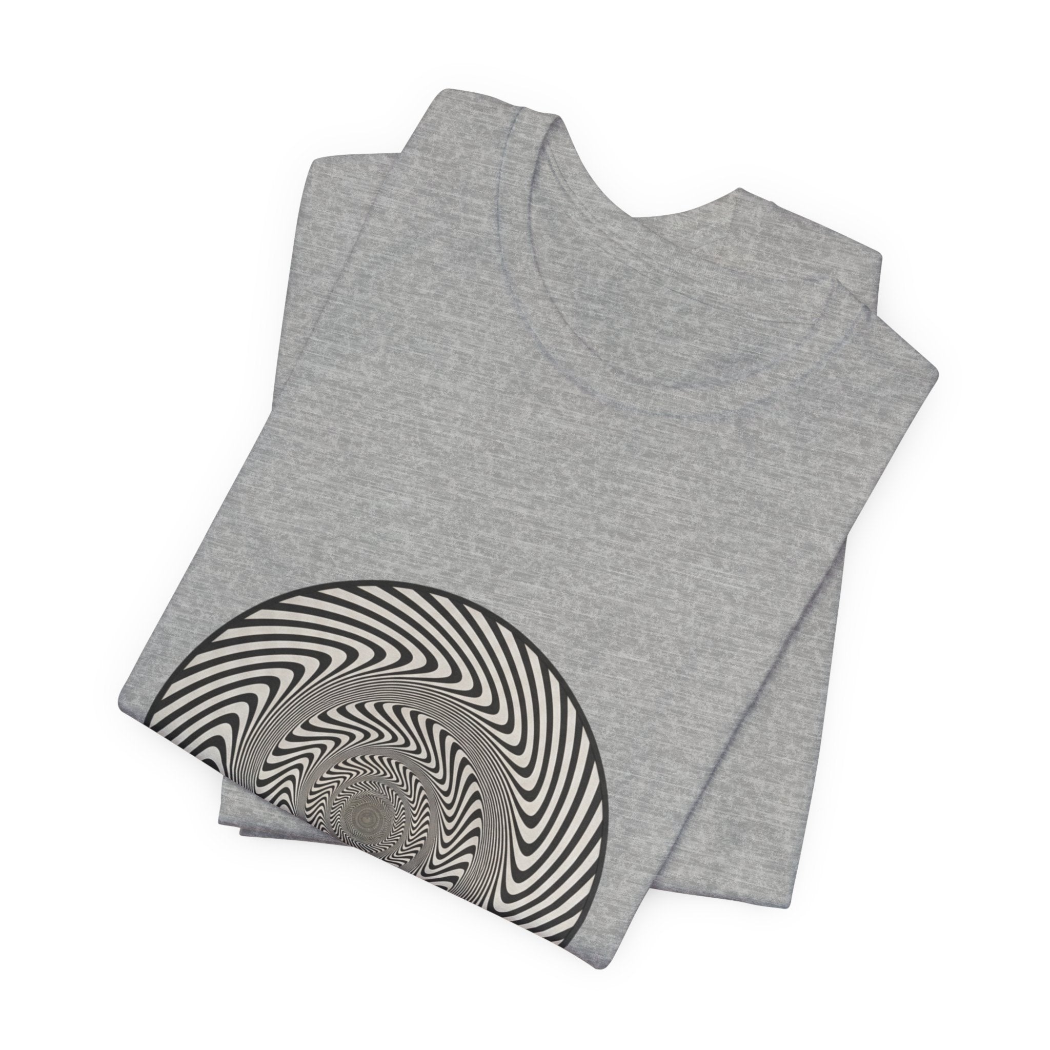 Optical Spiral Illusion Tee - Black Hypnotic Circle Graphic T-Shirt
