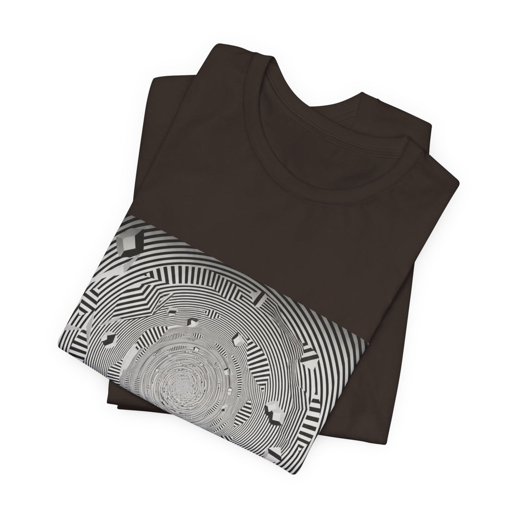 Optical Illusion Band Tee — Silhouette Crowd Spiral Concert Graphic T-Shirt