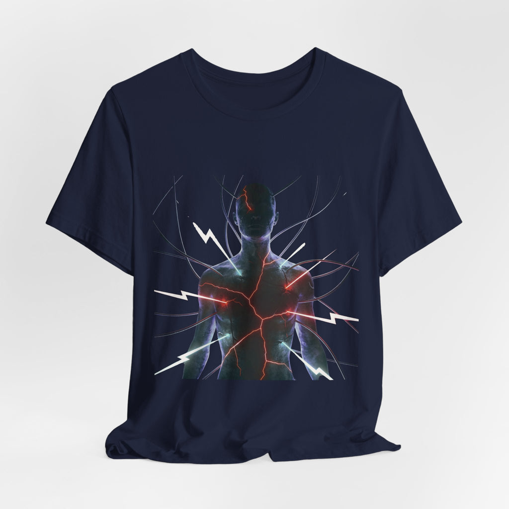 Abstract Electric Silhouette Tee — Futuristic Lightning Graphic T-Shirt