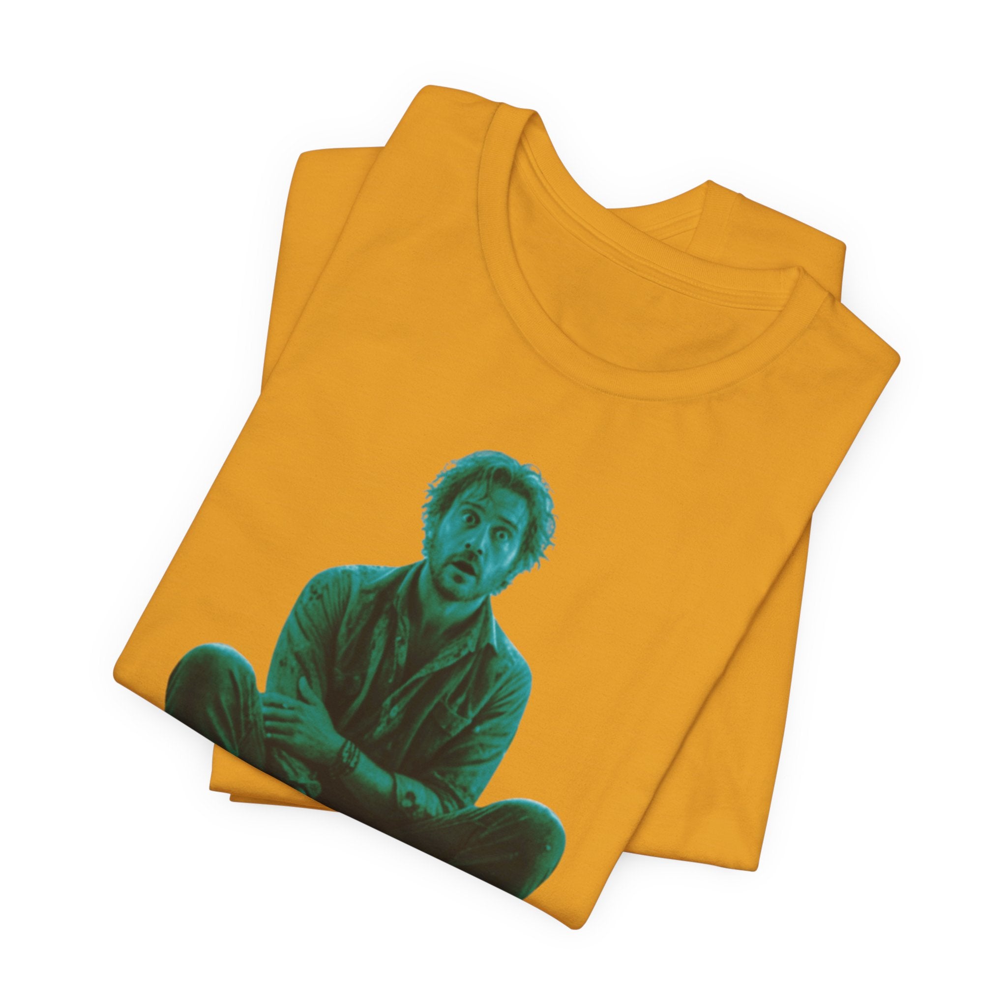 Sitting Silhouette Tee — Moody Green Portrait Graphic T-Shirt