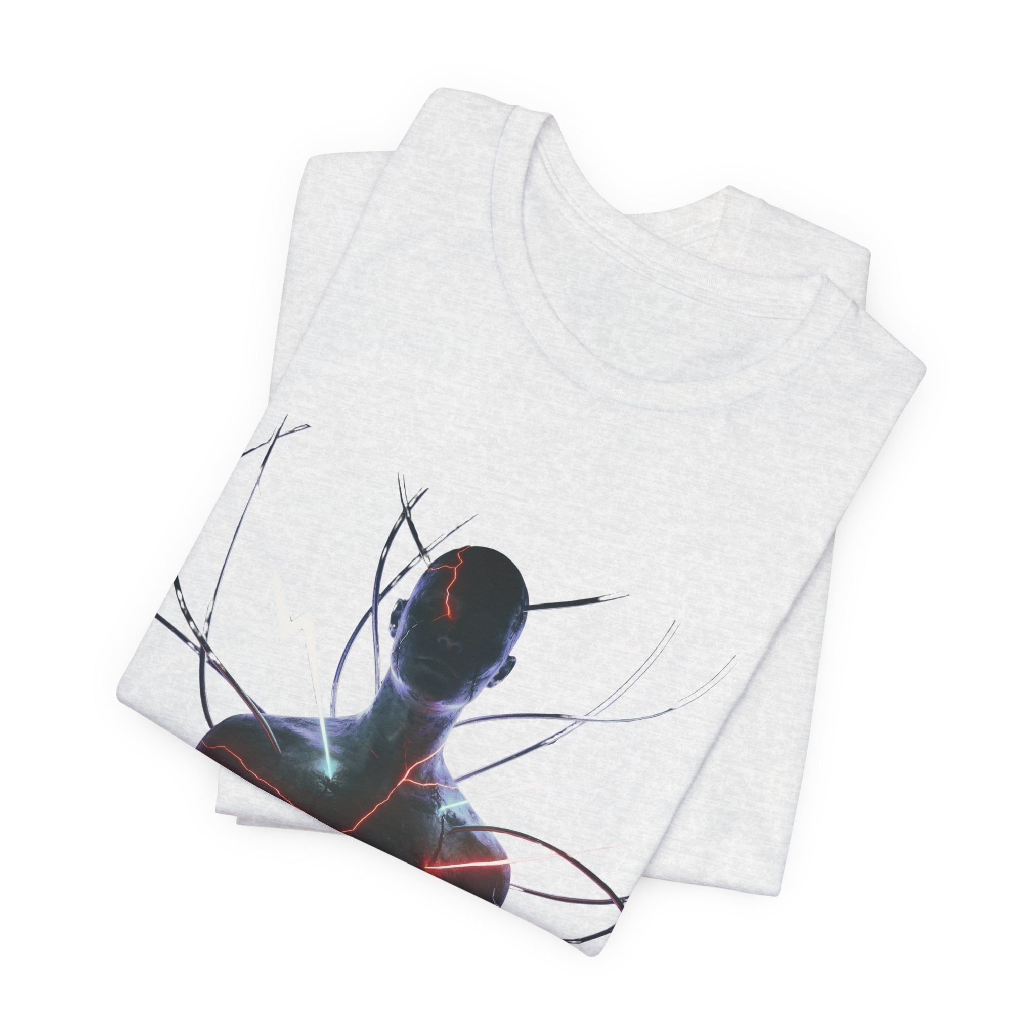 Abstract Electric Silhouette Tee — Futuristic Lightning Graphic T-Shirt