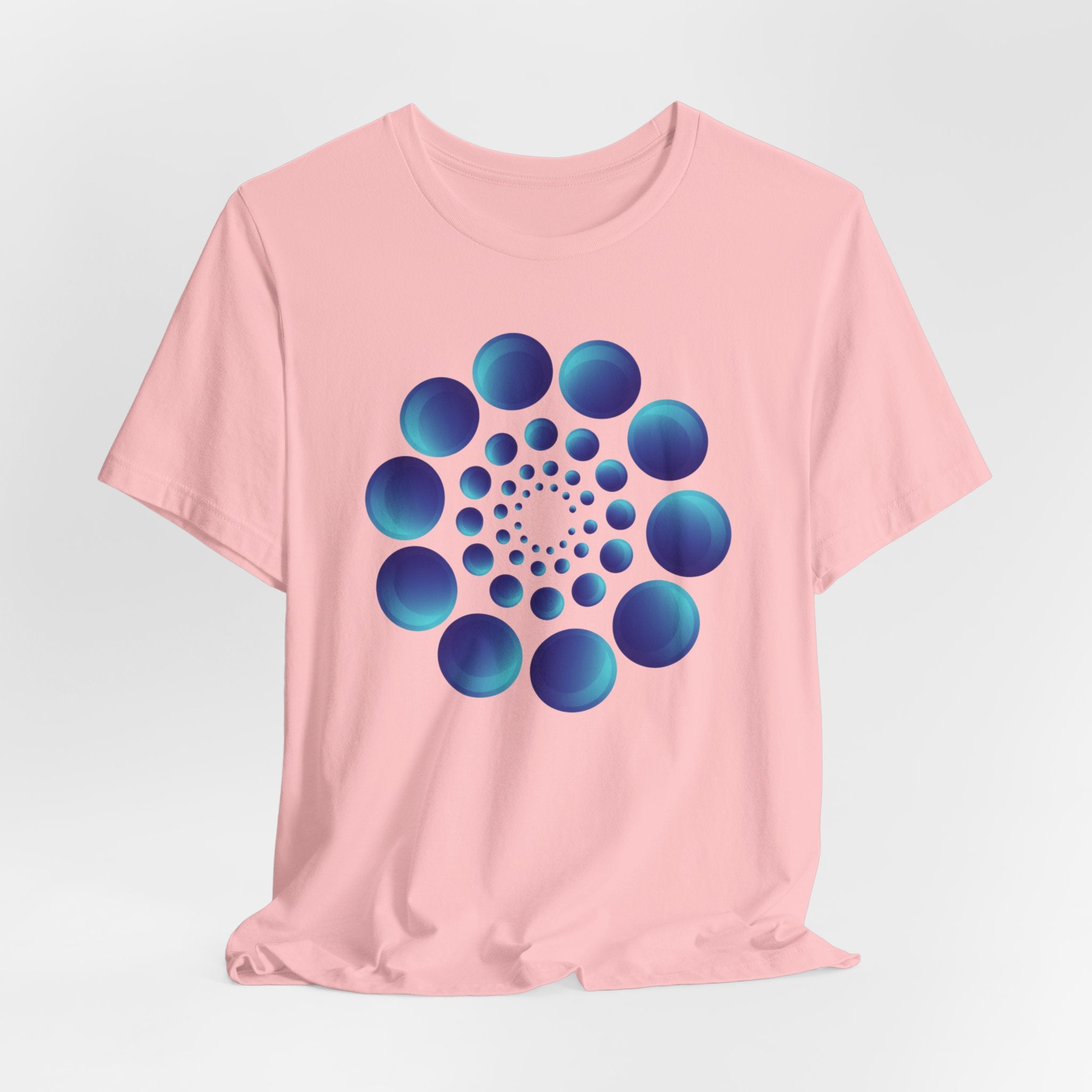 Spiral Blue Dot Tee — Geometric Optical Design T-Shirt