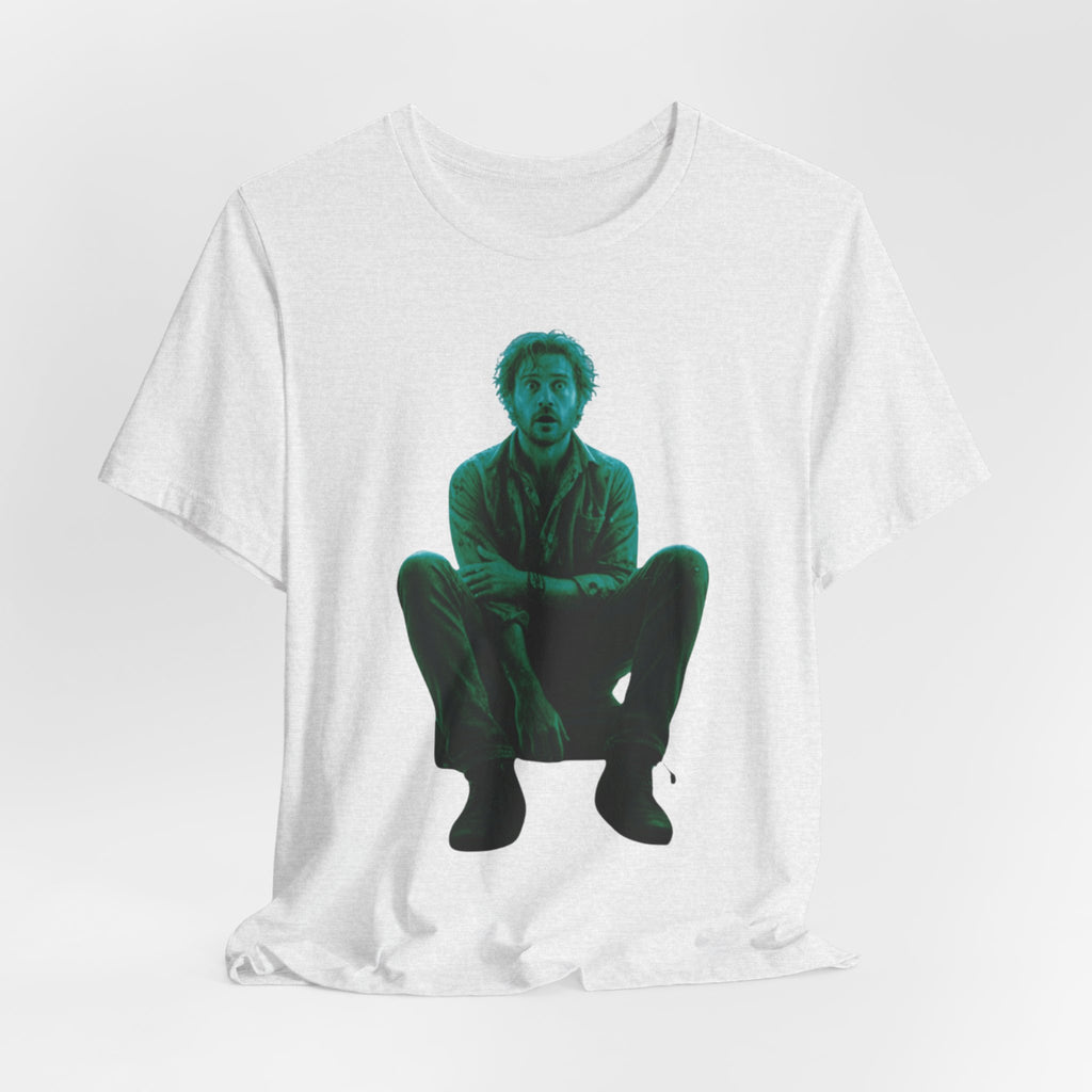 Sitting Silhouette Tee — Moody Green Portrait Graphic T-Shirt