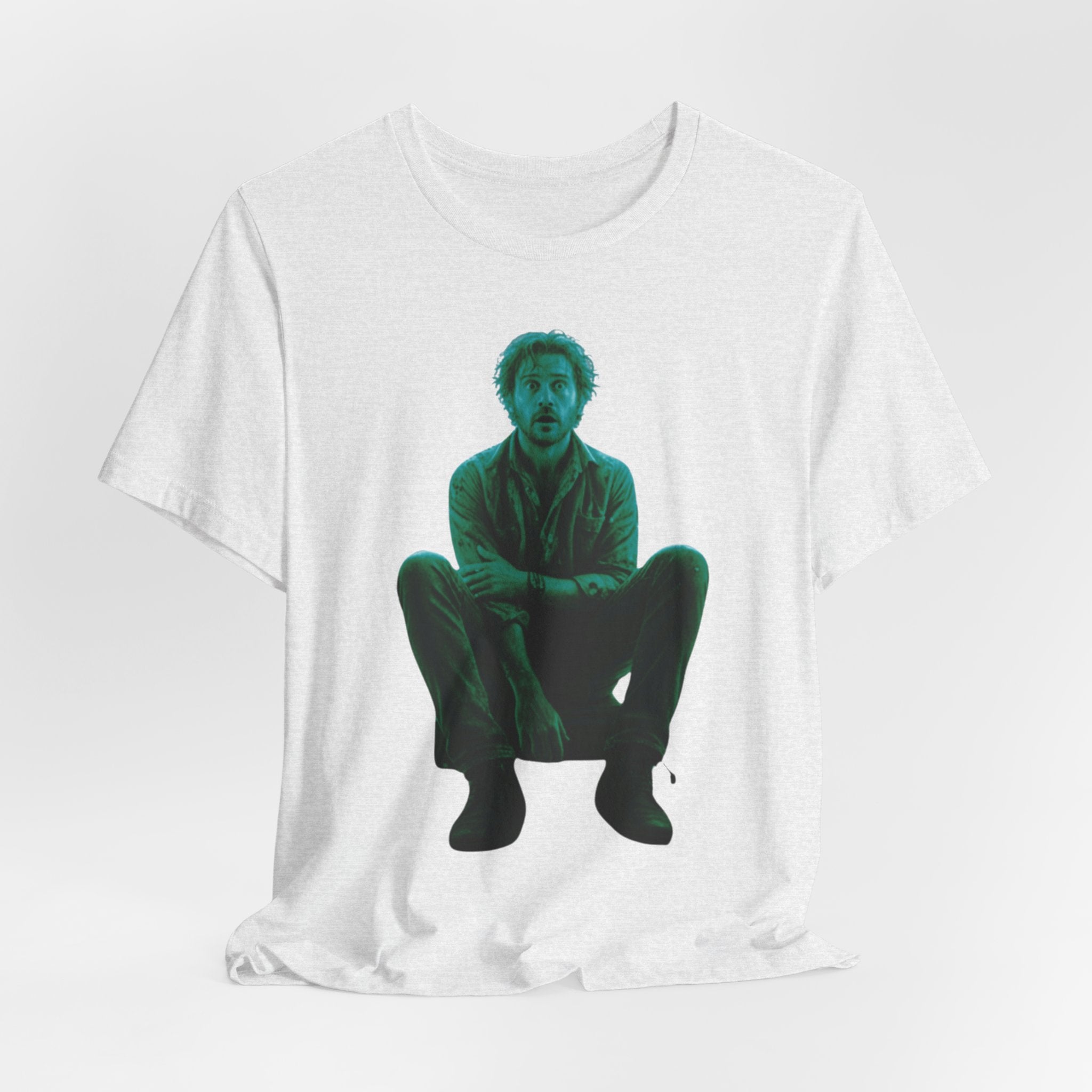 Sitting Silhouette Tee — Moody Green Portrait Graphic T-Shirt