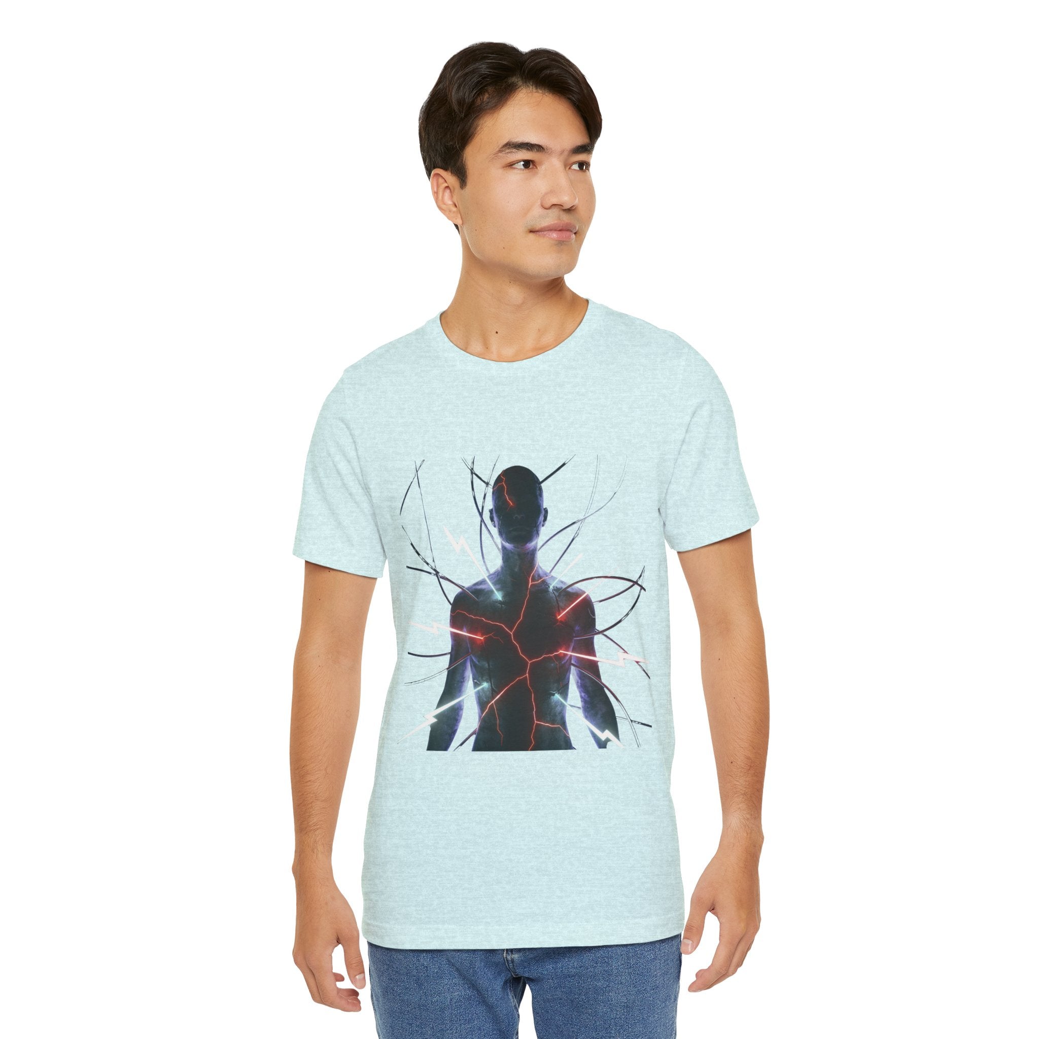 Abstract Electric Silhouette Tee — Futuristic Lightning Graphic T-Shirt