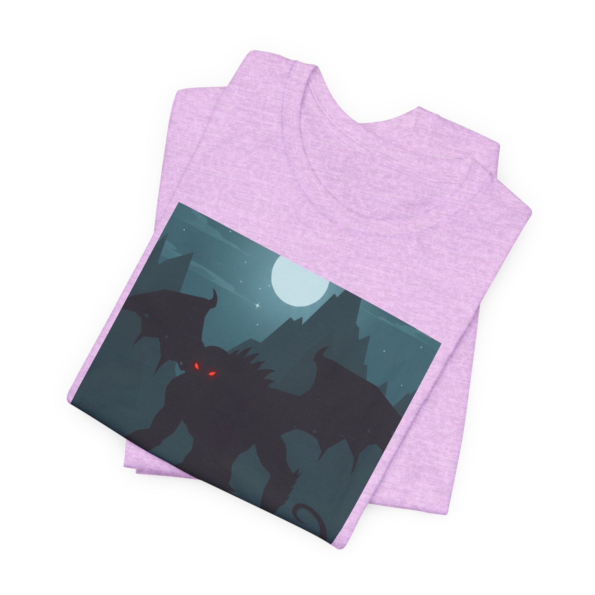 Cthulhu Nightscape T-Shirt — Lovecraftian Monster Tee with Glowing Red Eyes